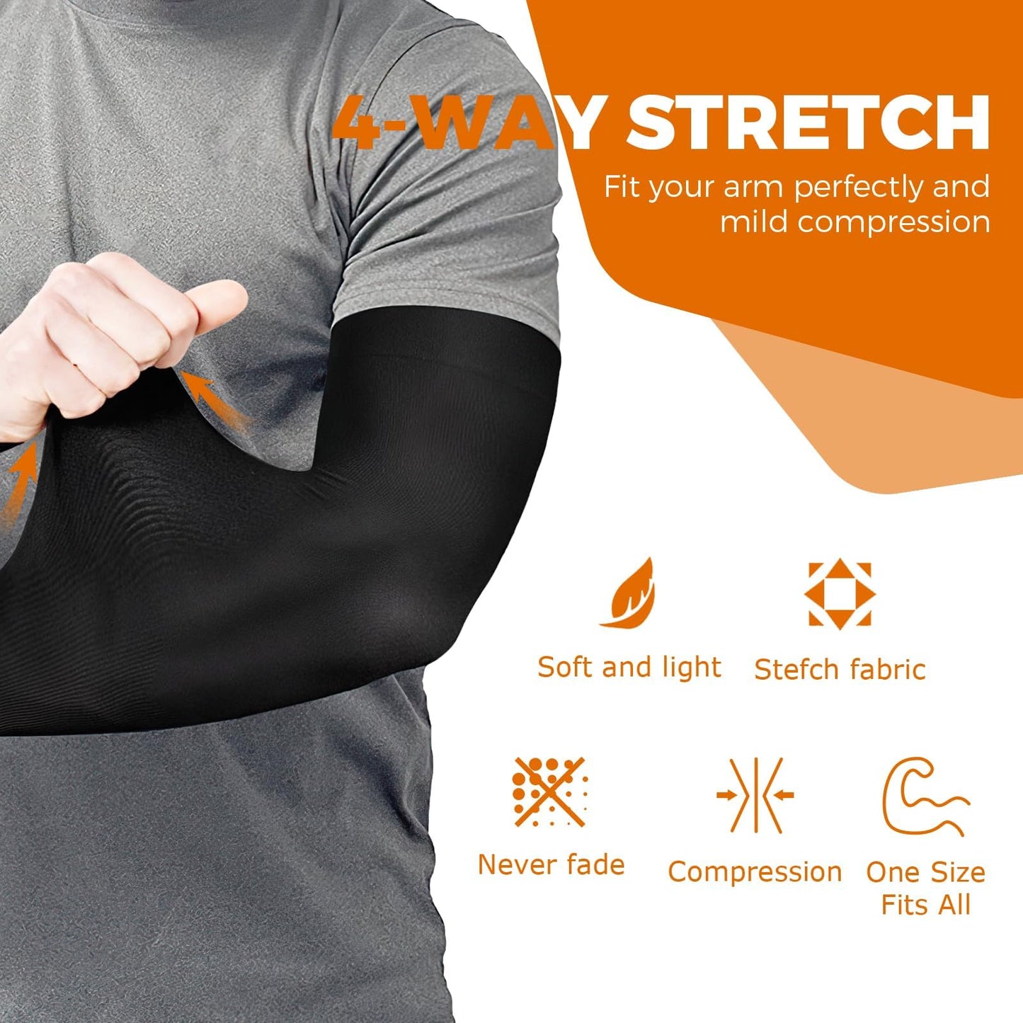 AURUZA 5 Pairs Arm Sleeves for Men & Women, Compression Cooling Tattoo Sleeve Cover Up for Women,UV Sun Protection