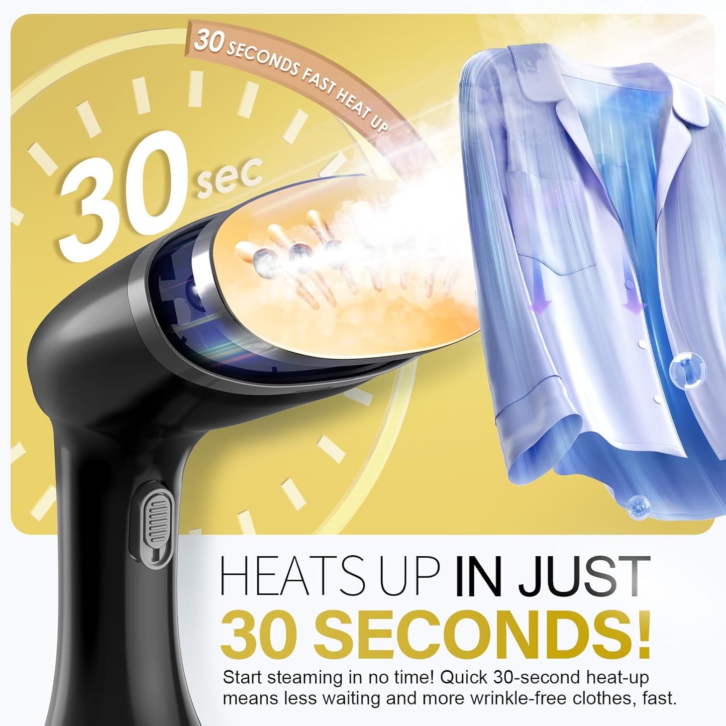 Skiennix Handheld Clothes Steamer - 1800W Fast Heat-Up, 3 Steam Settings, 380ml Tank, Portable Travel Use