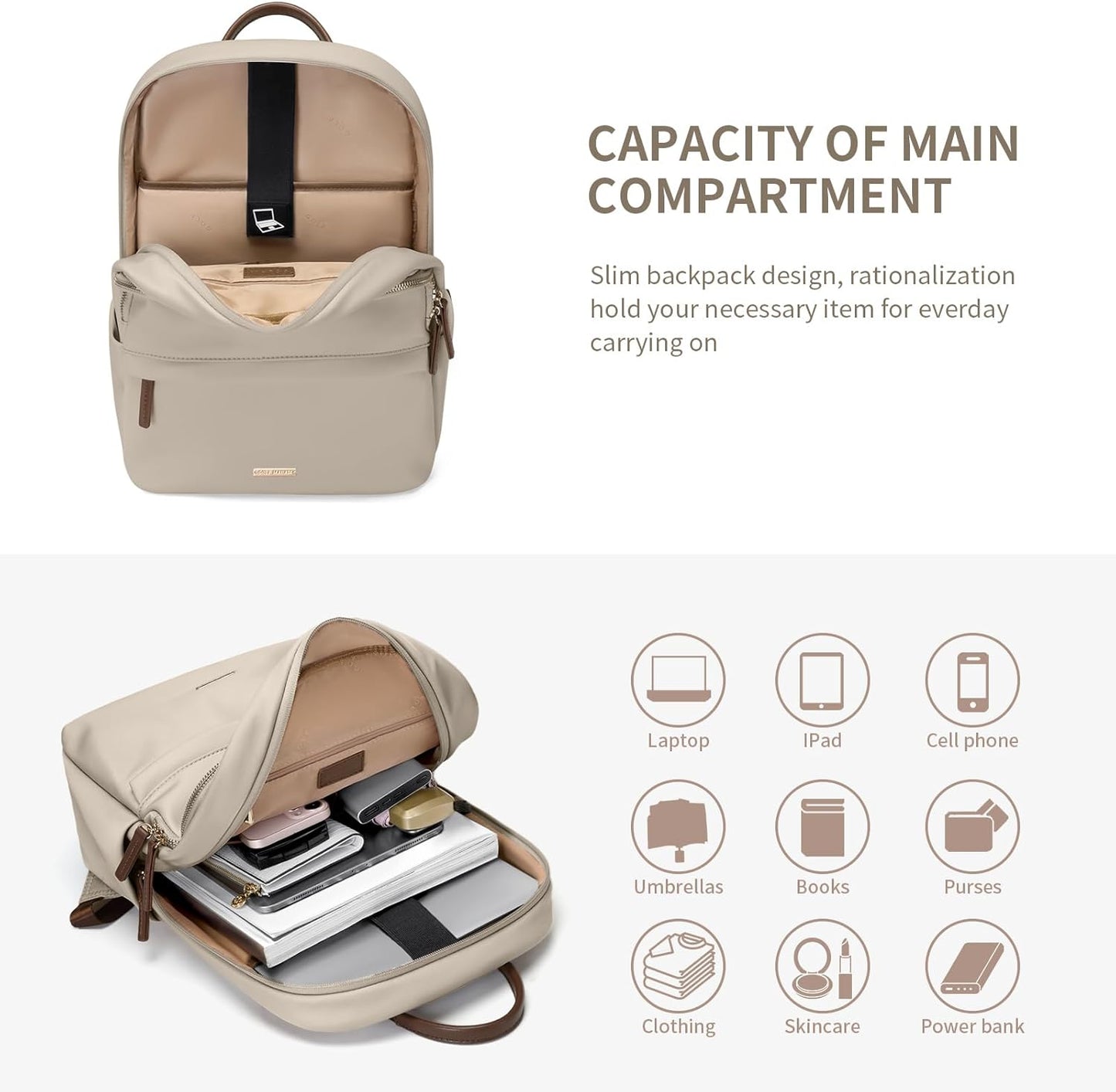Backpack Backpack 15.6 Inch GOLF SUPAGS Laptop for Women Slim Computer Bag Work Travel College Purse Fits Notebook