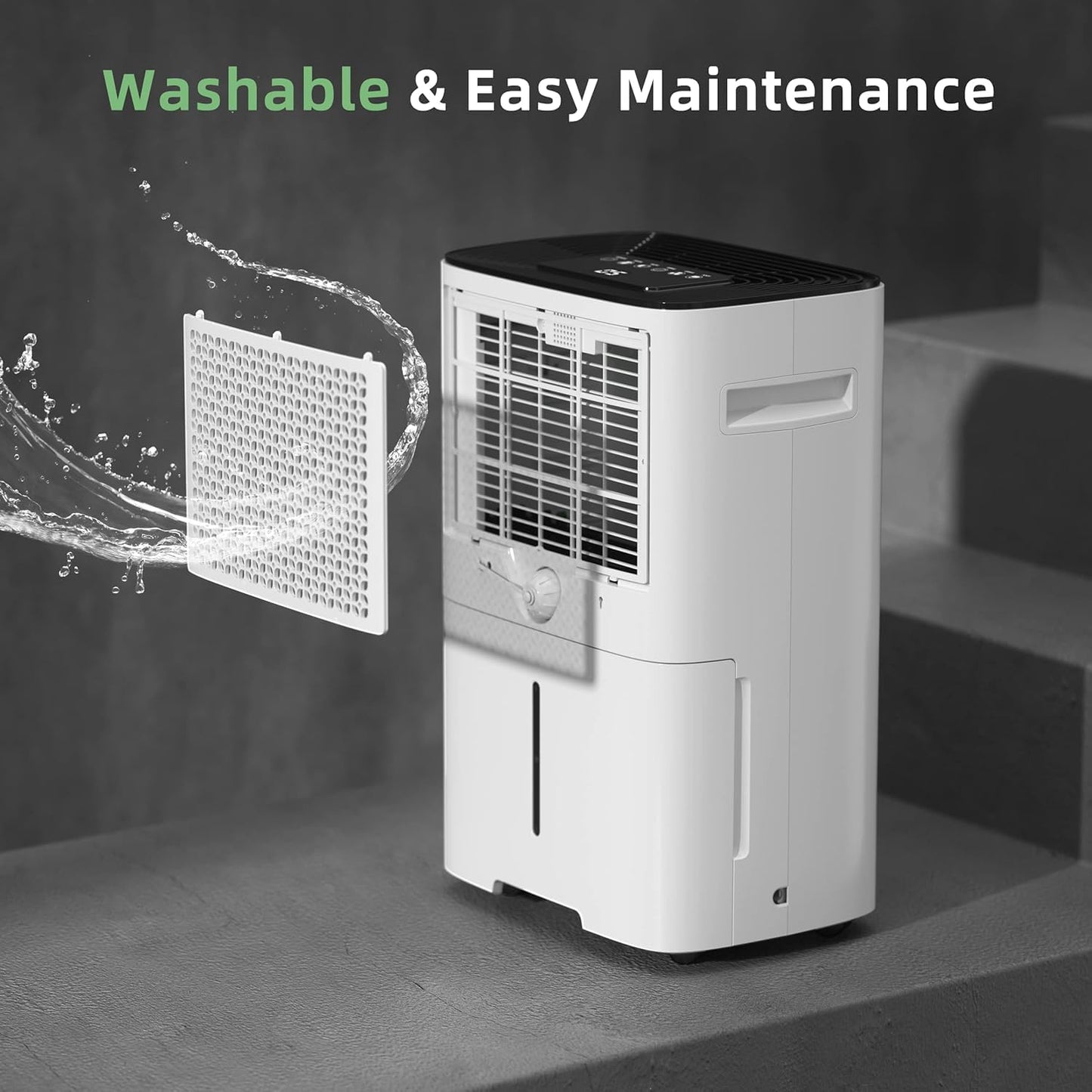 HOGARLABS 30 Pint Dehumidifiers for Home and Basements, with 3 Working Modes, Overflow Protection, and Auto Shut off Restart. Ultra Silent Dehumidifier with Drain Hose and Digital Control Panel.