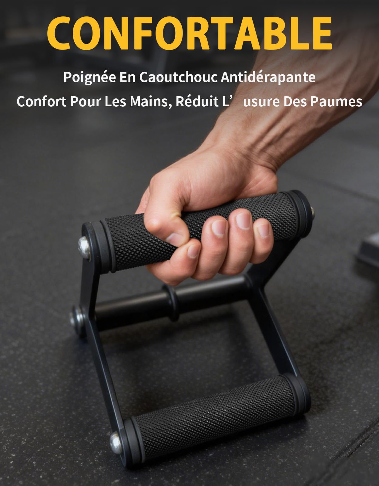 Fit4Fun Cable Machine Attachment Set,Non-Slip Rubber Grip LAT Pulldown Attachments for Pulley System, Cable Attachments for Gym