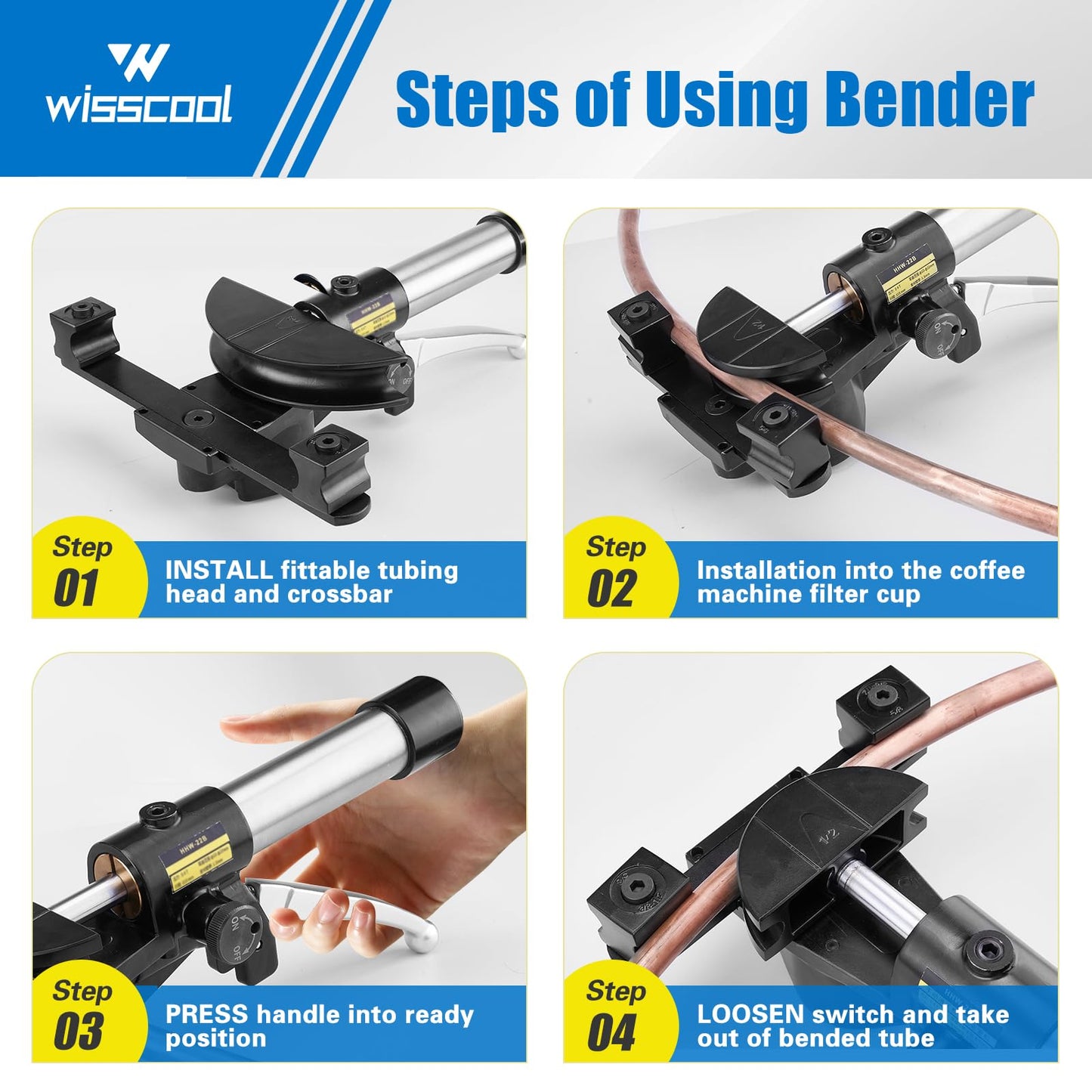 WISSCOOL Hydraulic Pipe Tube Bender Kit 1/4"-7/8" Copper Tubing Bender, Pipes Bending Tools with 7 Dies for HVAC Air Conditioning Refrigerator Repair