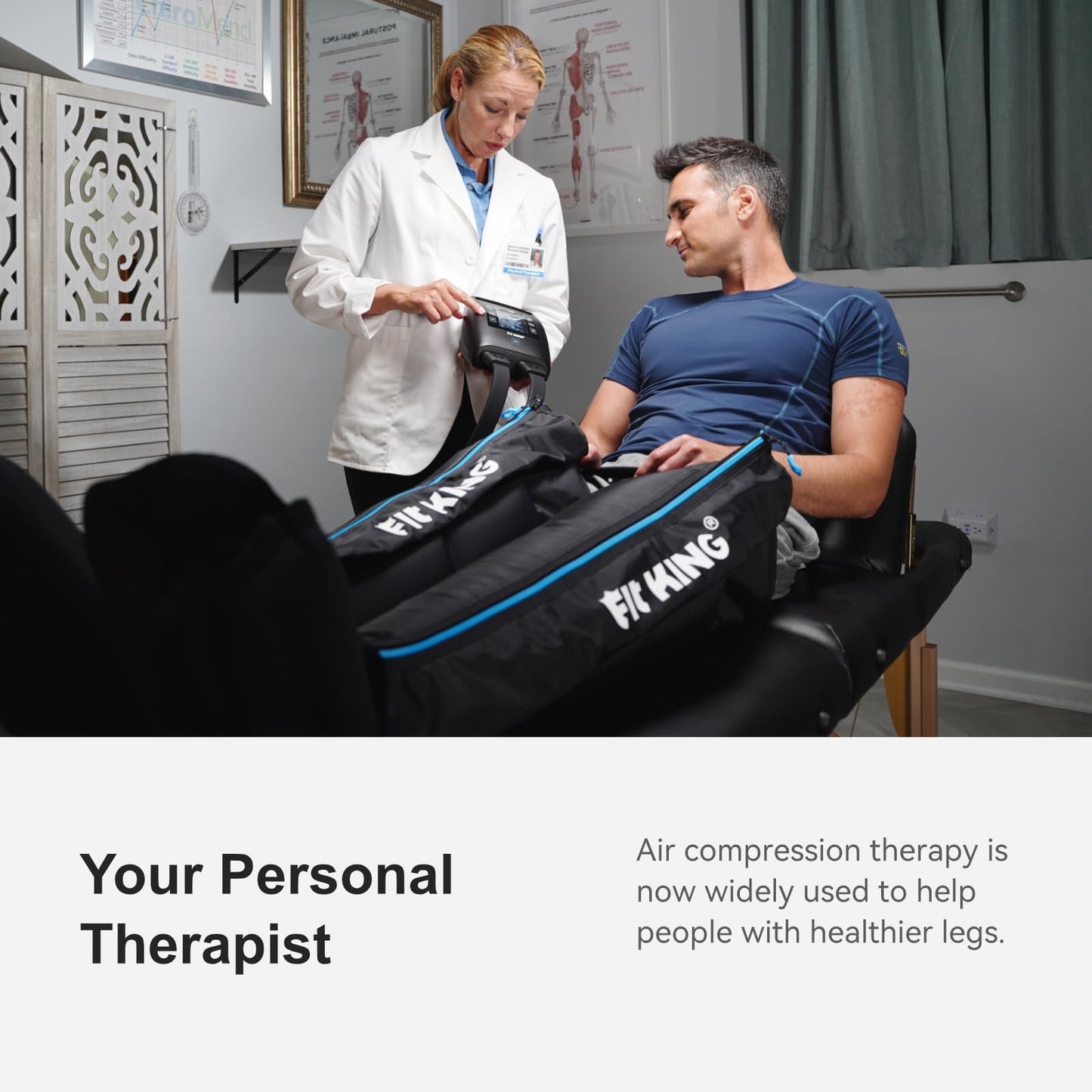 FIT KING Air Compression Recovery System, Cordless Full Leg Massager with Dynamic Pressure, Fast Recovery for Athletes (Medium)