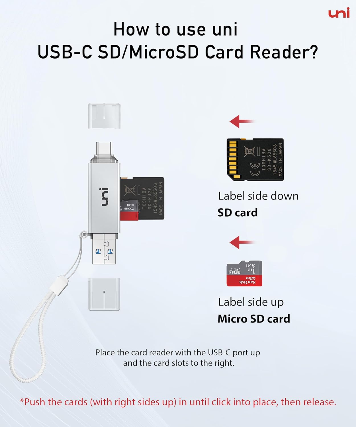 uni 3.0 SD/SDHC/SDXC/MMC, SD Card Reader, High-Speed USB C to Micro SD Card Adapter USB Dual Slots, Memory Card Reader