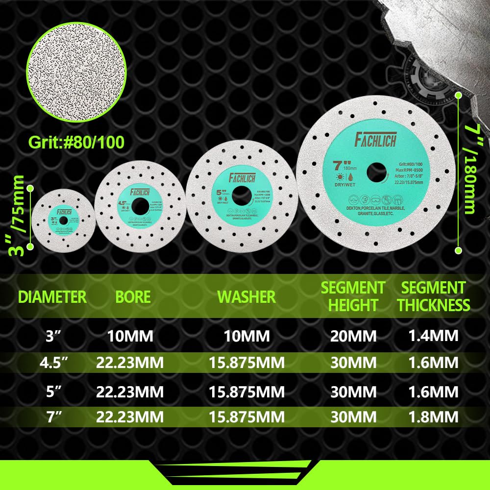 Tile Hole Saw Kit - 12pcs Diamond Core Drill Bits Set 1/4" 5/16" 4/5" 1" 1-3/8" 2" 3" 4" with 4/5" Finger Bit 2" Beveling Chamfer Bit for Porcelain Ceramic Granite Marble