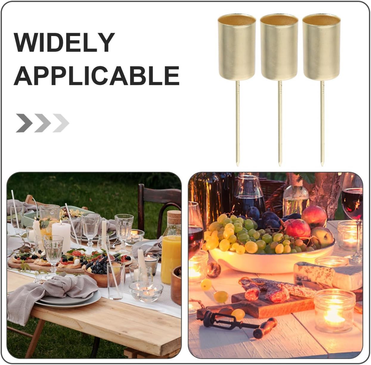 Skiennix Christmas Taper Candle Holders - Elegant Gold Liners for Pillar & Tealight Candles | 5 Pcs Set