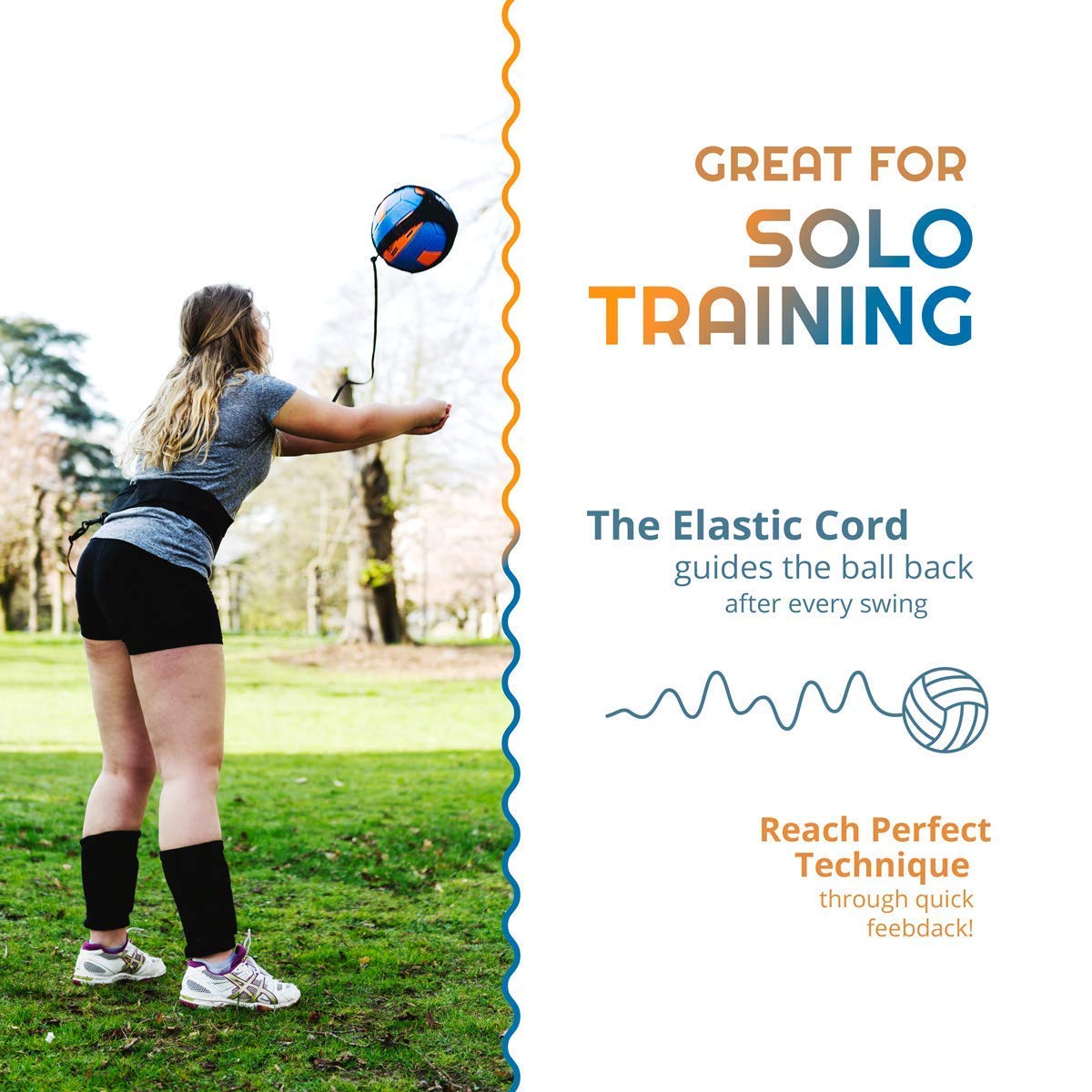 Puredrop Volleyball Training Equipment Aid Great Trainer for Solo Practice of Serving Setting Spiking and arm Swings Returns The Ball After Every Swing Spike Train Pass Serve Coach