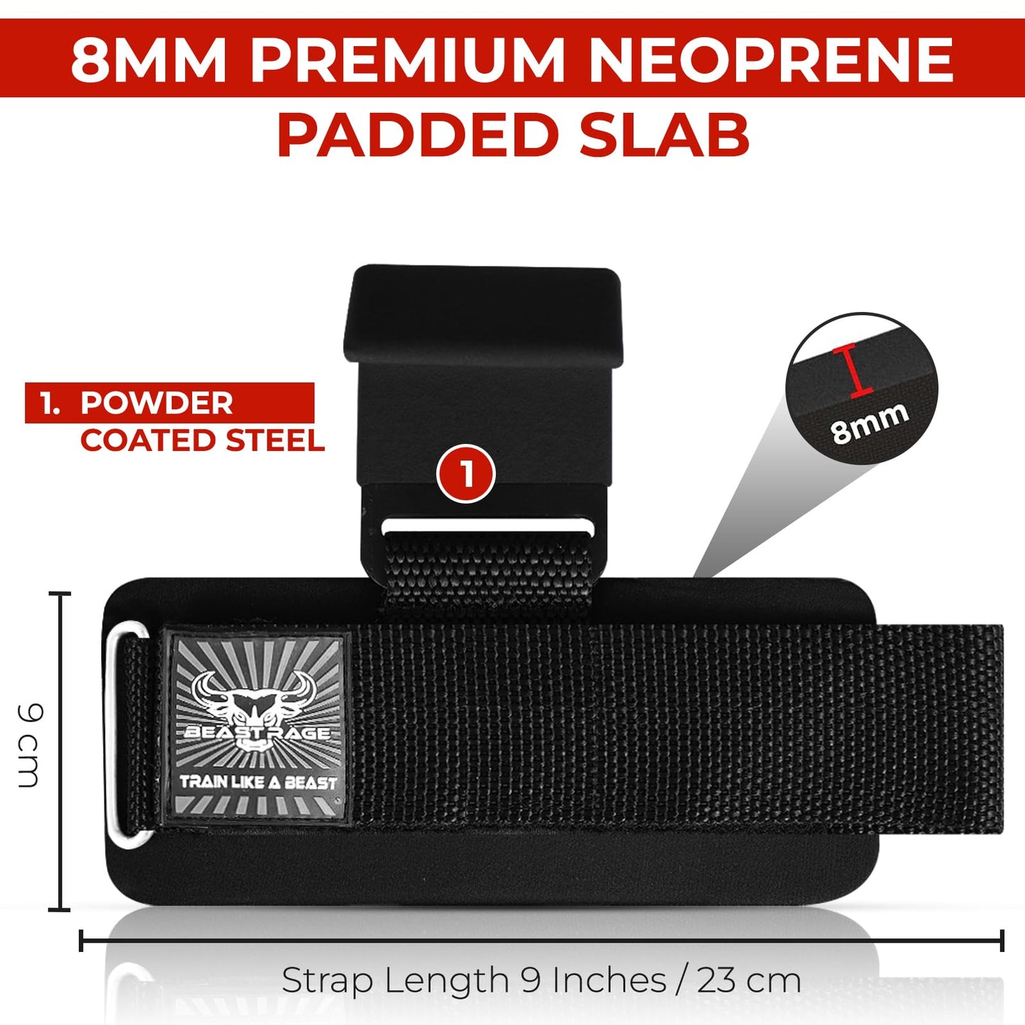 BEAST RAGE Workout Hooks for Men, Durable Coated Grip Gym Straps for Weightlifting Wrist Wraps Training Weight Lifting Strength Fitness Bodybuilding Anti Slip Women Hook Exercise (Black)