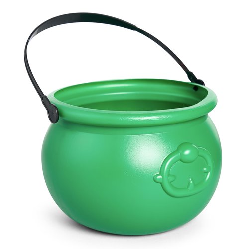 JOYIN 7.5'' St. Patricks Day Green Cauldron, Plastic Lucky Leprechaun Pot, Candy Kettle Bucket & Basket for St. Patricks Day, Mardi Gras, Halloween Party Decoration Supply Accessory
