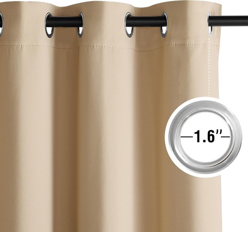 NICETOWN Blackout Curtains - Grommet 2 Panels, 72 Inches Long in Biscotti Beige for Ultimate Light Control