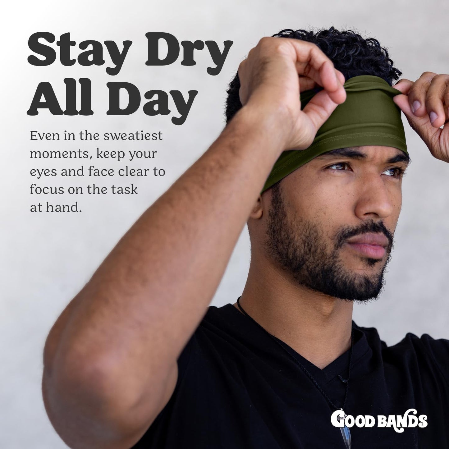 Sweatband for Men and Women - Unisex Non Slip Headband that Wicks Moisture and Eliminates Excess Sweat - Durable & Long-Lasting - Running, Sports, Gym (Army Green, Single)