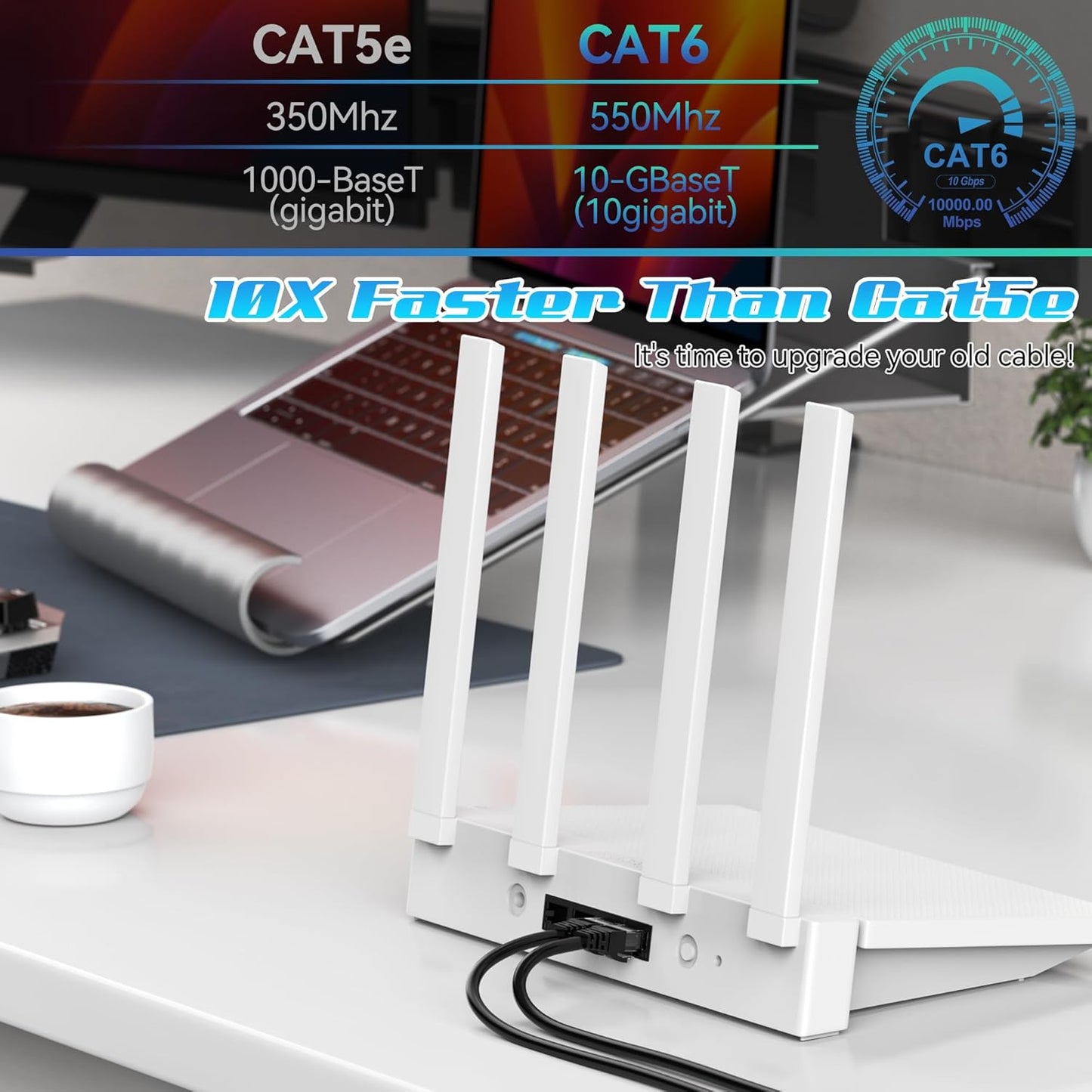30FT Cat6 6 Cat6 24AWG 25 Ethernet Cable, Cat Patch Cable, Internet Cable, UTP Network Cable, Indoor and Outdoor, PoE