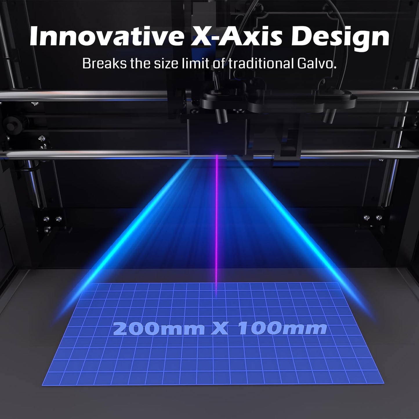 Genmitsu Kintix Laser Engraver 5W 5000mW, 90000mm/min Ultra Fast Galvo Laser with Electric Lifting Focus, 200x100mm Large Area for Jewelry, Metal, Wood, Compatible with LightBurn & APP, Class 1 Safety