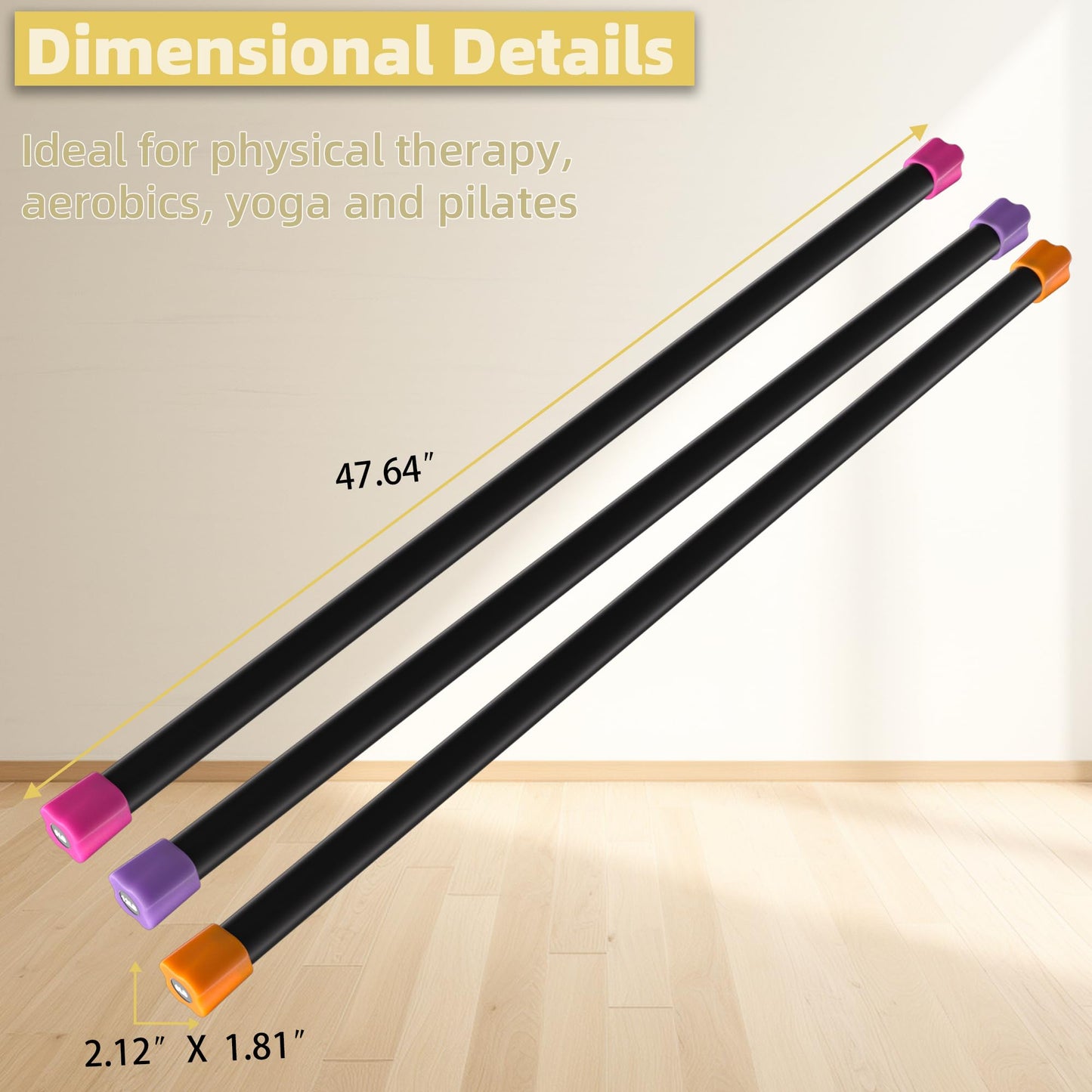 Fitvids Total Body Workout Weighted Bar Weighted Workout Bar Weighted Exercise Bar, Set of 3: 5, 8, 12LBS
