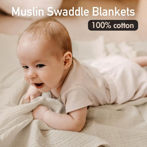 Graceful Colors Muslin Swaddle Blankets - 3 Pack Soft & Breathable Receiving Blankets, 38 x 40 Inches