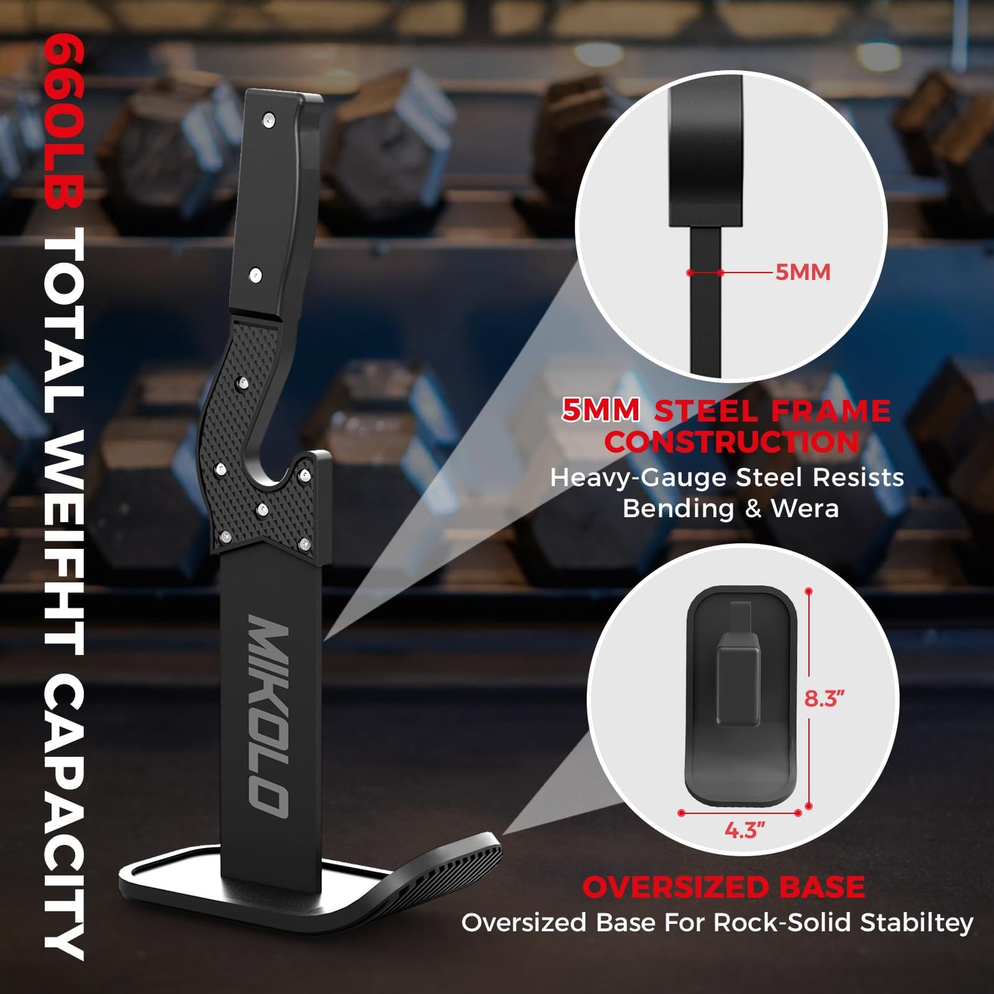 Mikolo Deadlift Jack Barbell Jack Unload 660LB Barbell Stand with No-Slip Handle for Loading & Unloading Weight Plates for Deadlift Exercise, Weight Training