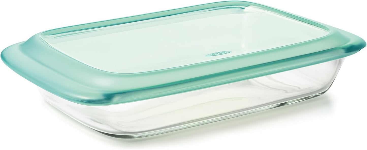 OXO Good Grips Glass Baking Dish Set - Freezer-to-Oven Safe, 3 Qt & 2 Qt with Lids | Clear, 9 x 13 & 8 x 8