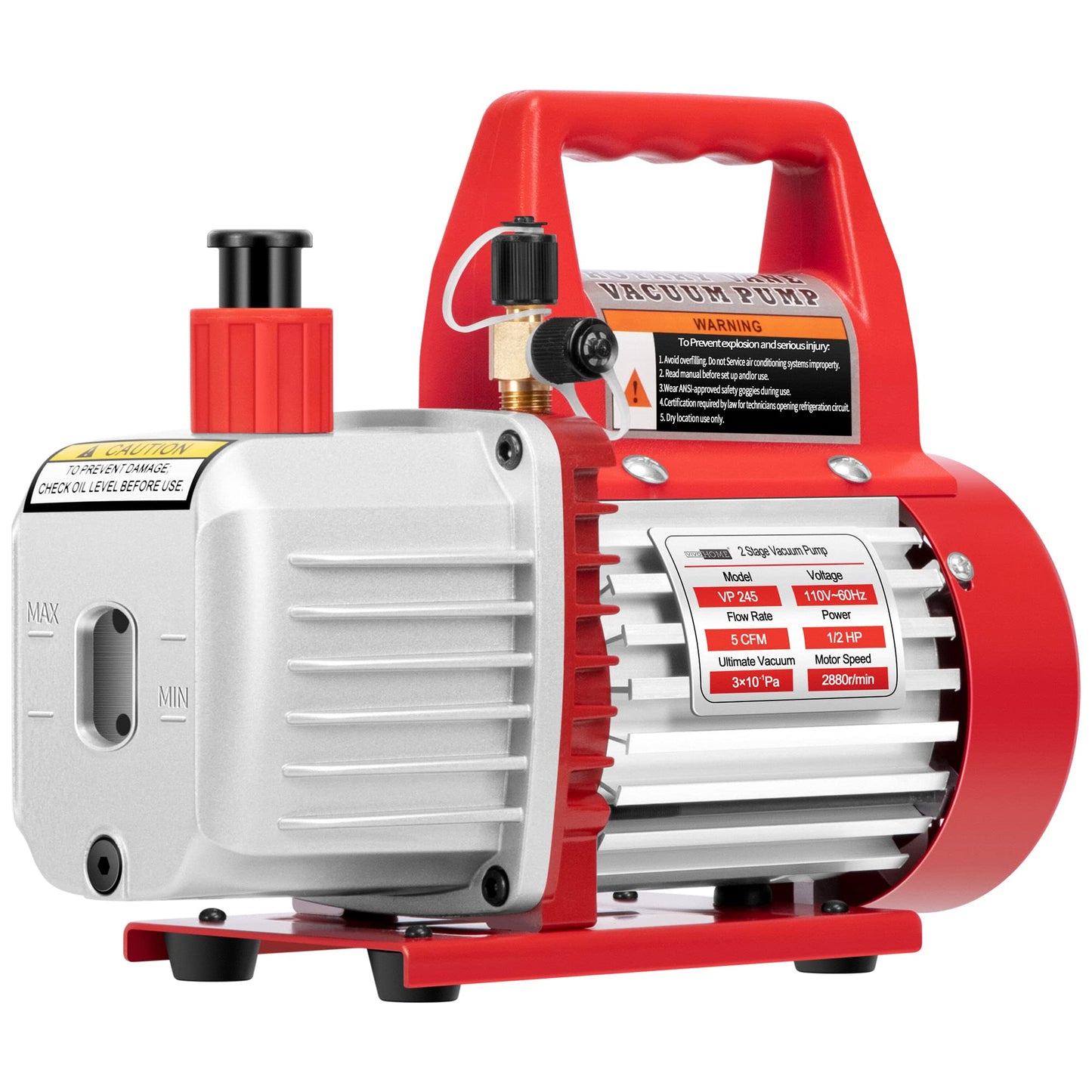 VIVOHOME 110V 1/2 HP 5 CFM Dual Stage Rotary Vane HVAC Air Vacuum Pump with VIVOHOME 110-120V AC 60Hz 3/4HP Single Cylinder Portable Refrigerant Recovery Machine