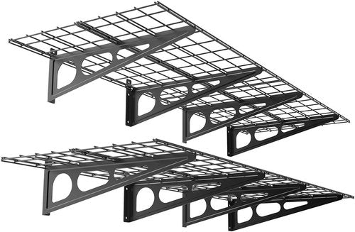 FLEXIMOUNTS Wall Shelf Garage Storage Rack - 2 Pack, Black, 2' x 6' for Maximum Organization