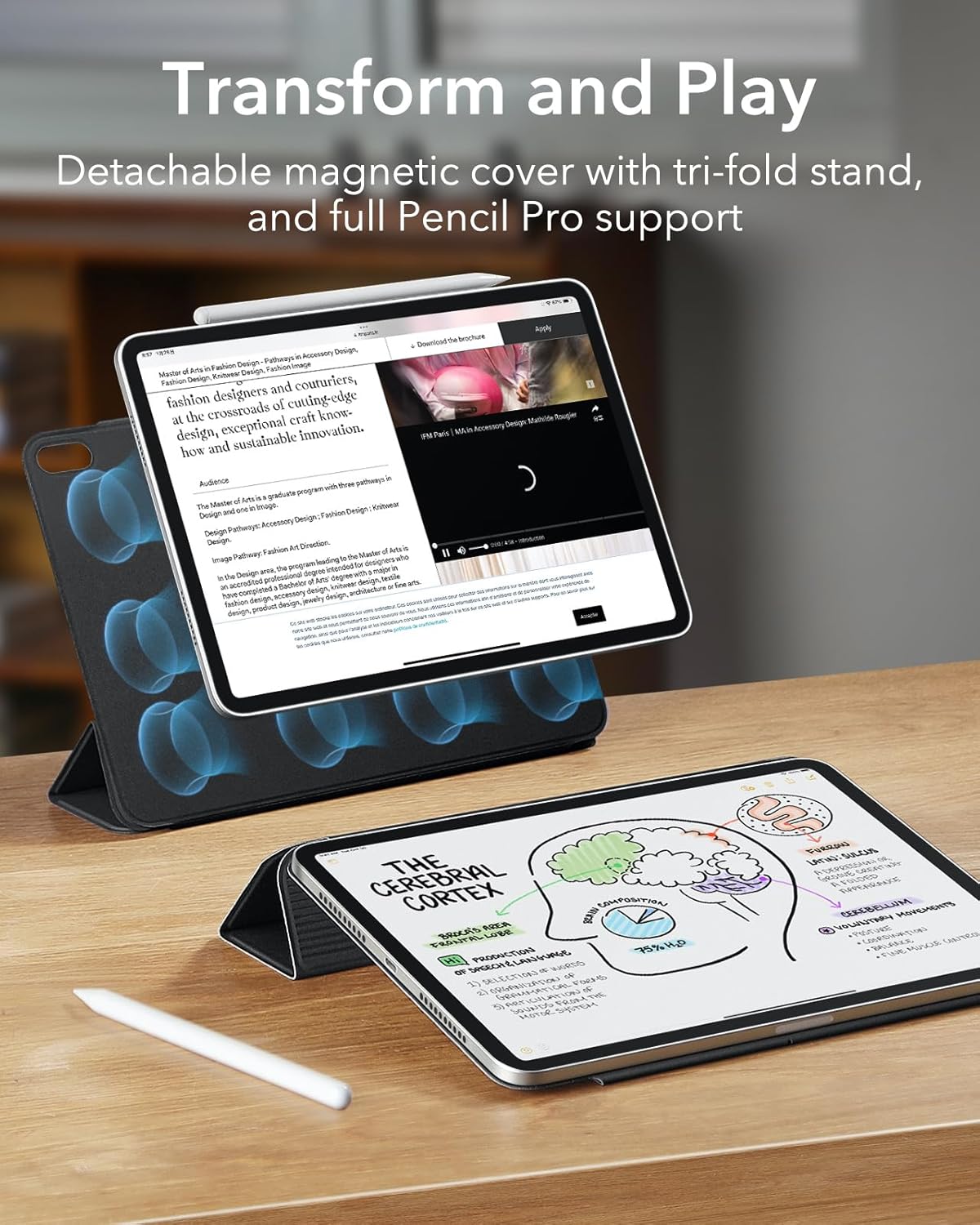 ESR 7 A17 7th/6th (2024/2021), for iPad mini Pro Case, iPad mini Generation Case Slim Trifold Two-Way Stand, Powerful