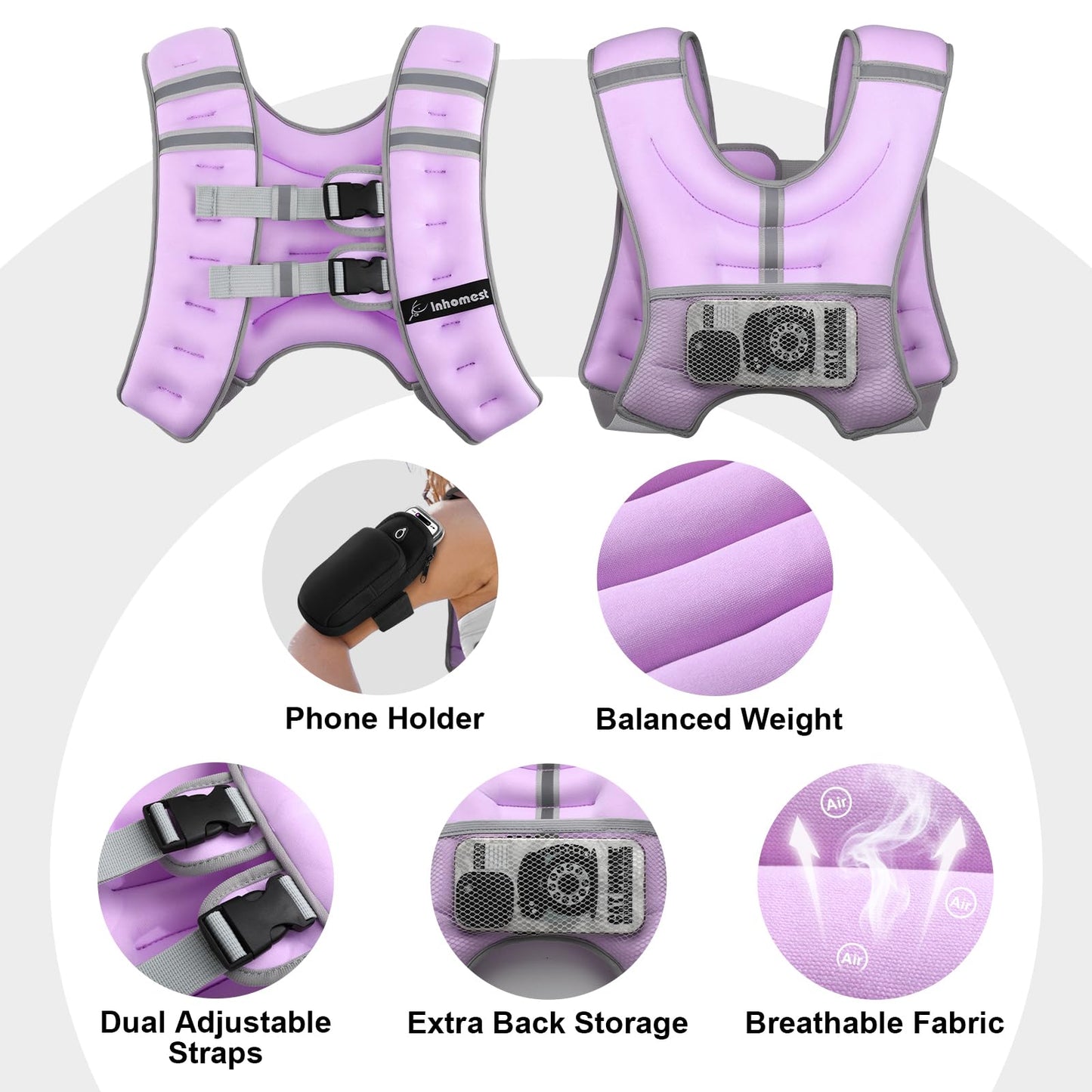 Weighted Vest Weight Vest for Men Women Kids Weights Included with Reflective Stripe, Body Weight Vests Adjustable for Running, Workout, Jogging, Walking