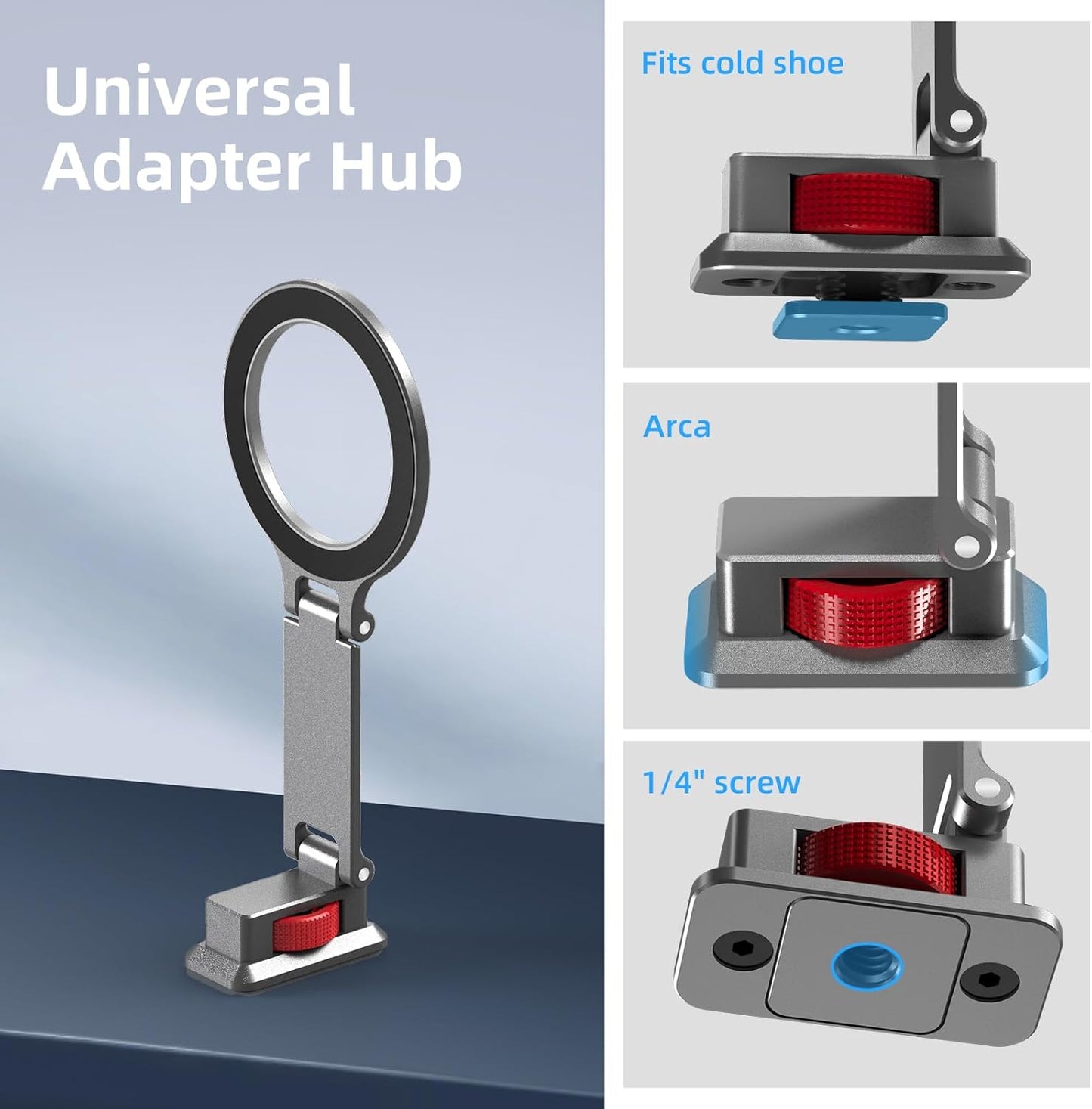 BRDRC 1/4" Cold Shoe Phone Mount with Arca Port, Tripod Mount for MagSafe Magnetic Hot Shoe Adapter with Screw Hole