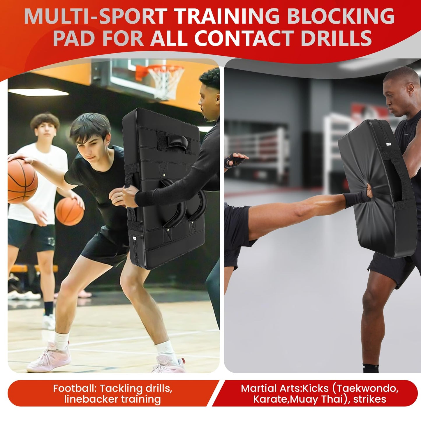 CMOOD Football Blocking Pad, Bloking Pad for Football, Basketball, Hockey, Tackle Dummy Training, 24"x16" Football Hitting Pad, Football Blocking Shield Durable Leather, High-Density Foam Kick Pad