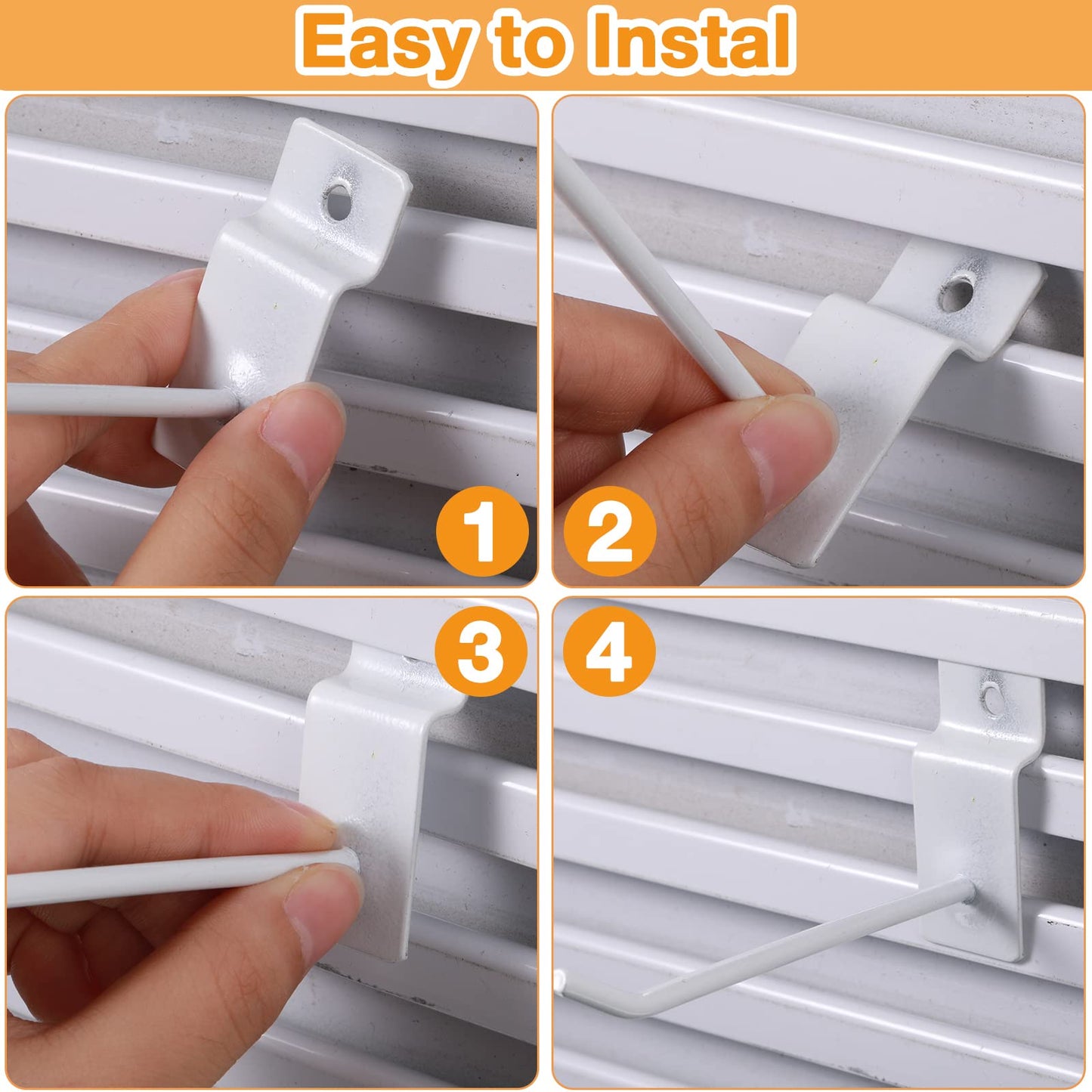 Moxweyeni 100 Pack Slatwall Hooks Slatwall Accessories Slat Wall Hanging Pegboard Hangers Slat Board Display Hooks for Retail Garage Organization Gridwall, White(4 Inch)