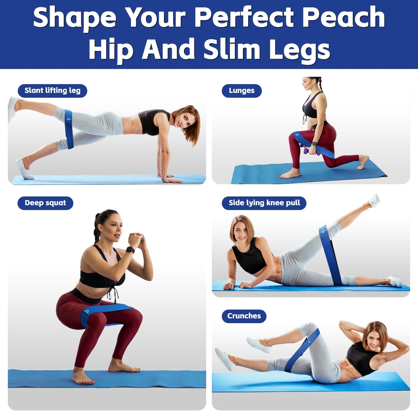 Resistance Bands for Working Out - 5 Exercise Bands Set with Workout Guide - Fabric Elastic Bands for Physical Therapy - Fitness Bands Ideal for Legs Hip Glute