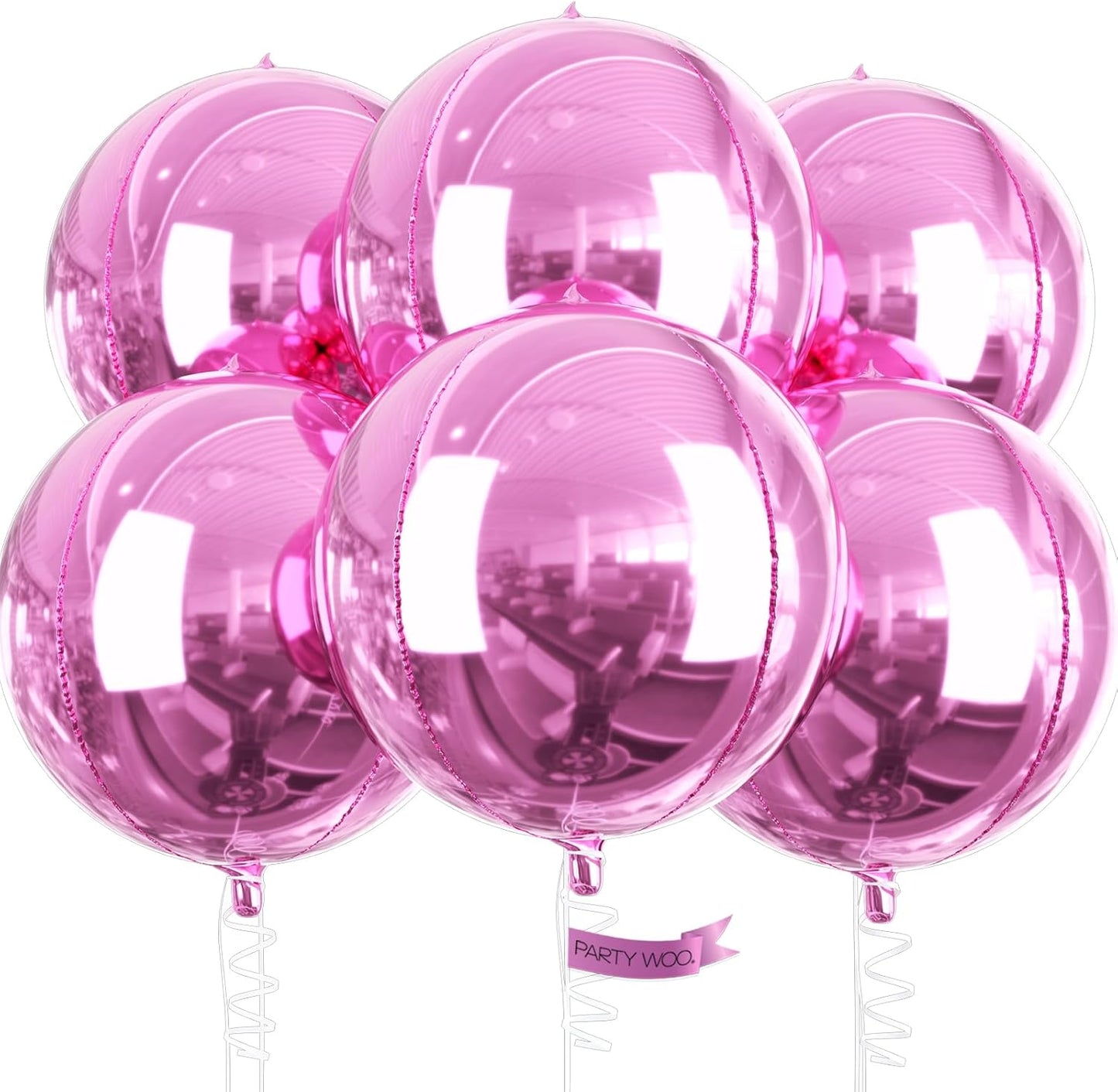 PartyWoo Pearl Pink Foil Balloons - 22 Inch Jumbo Round Mylar Balloons for Baby Showers & Birthdays