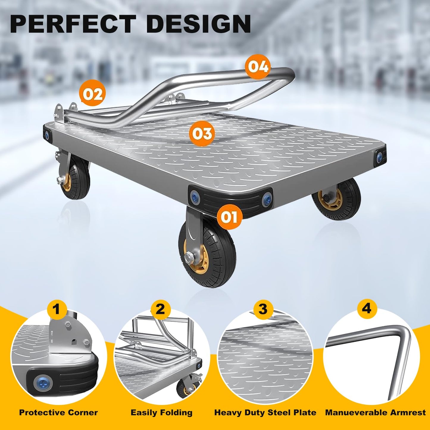 Folding Platform cart Dolly cart Push Cart Dolly Moving Platform (Big 36X24INCH 2000LBS)