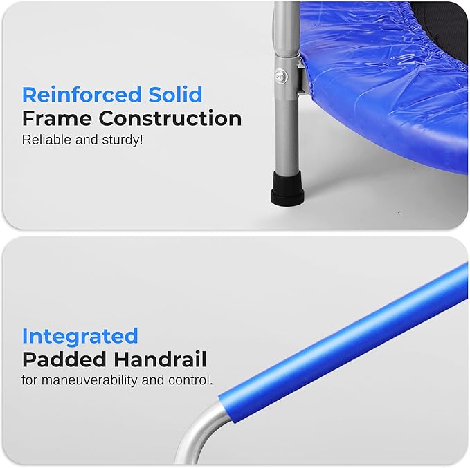 SereneLife 36/40" Foldable Mini Trampoline - Compact Fitness Trampoline for Kids Adults, Exercise Rebounder with Foam Handle, Indoor/Garden Workout Equipment, Max Load 150/220 lbs