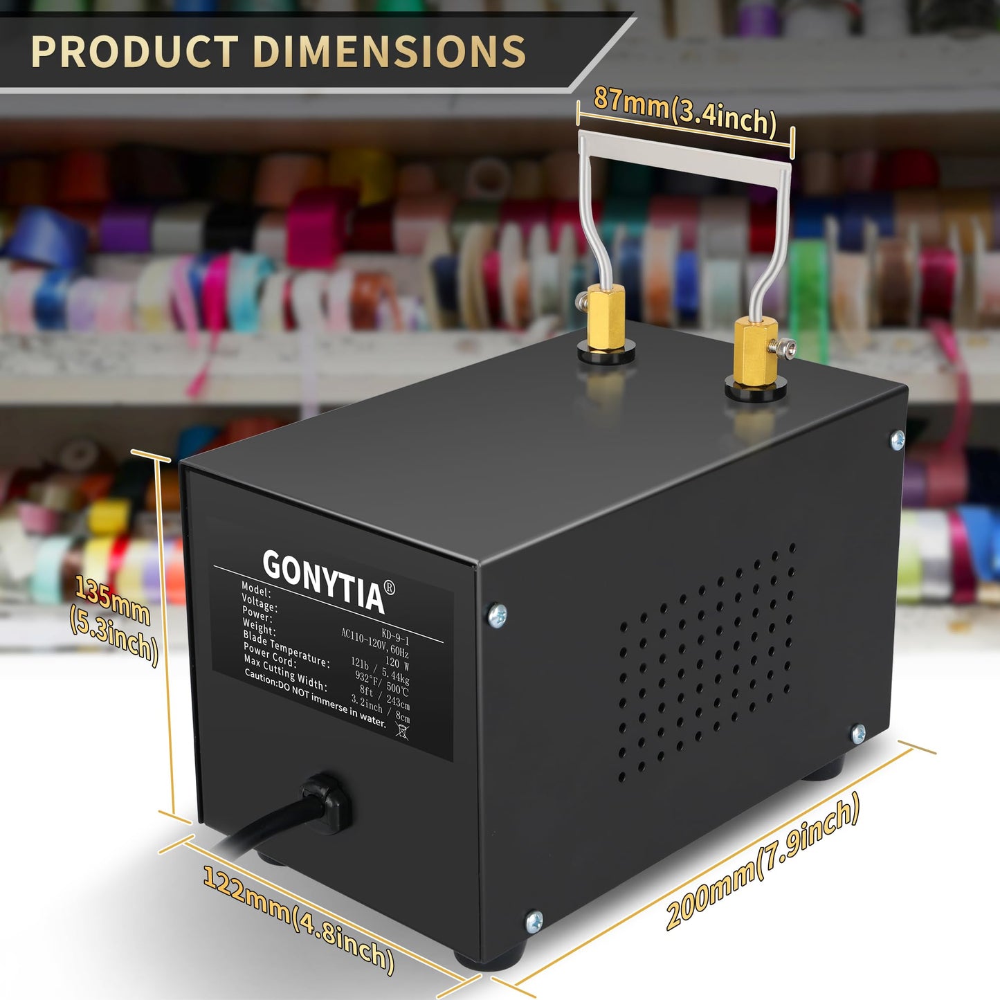 GONYTIA 120W Electric Rope Cutter, Bench Hot Knife Cutting Tool Adjustable Temperature, Thermal Hot Blade with Replacement Blades for Fabric Nylon Webbing Belting Ribbon Braid