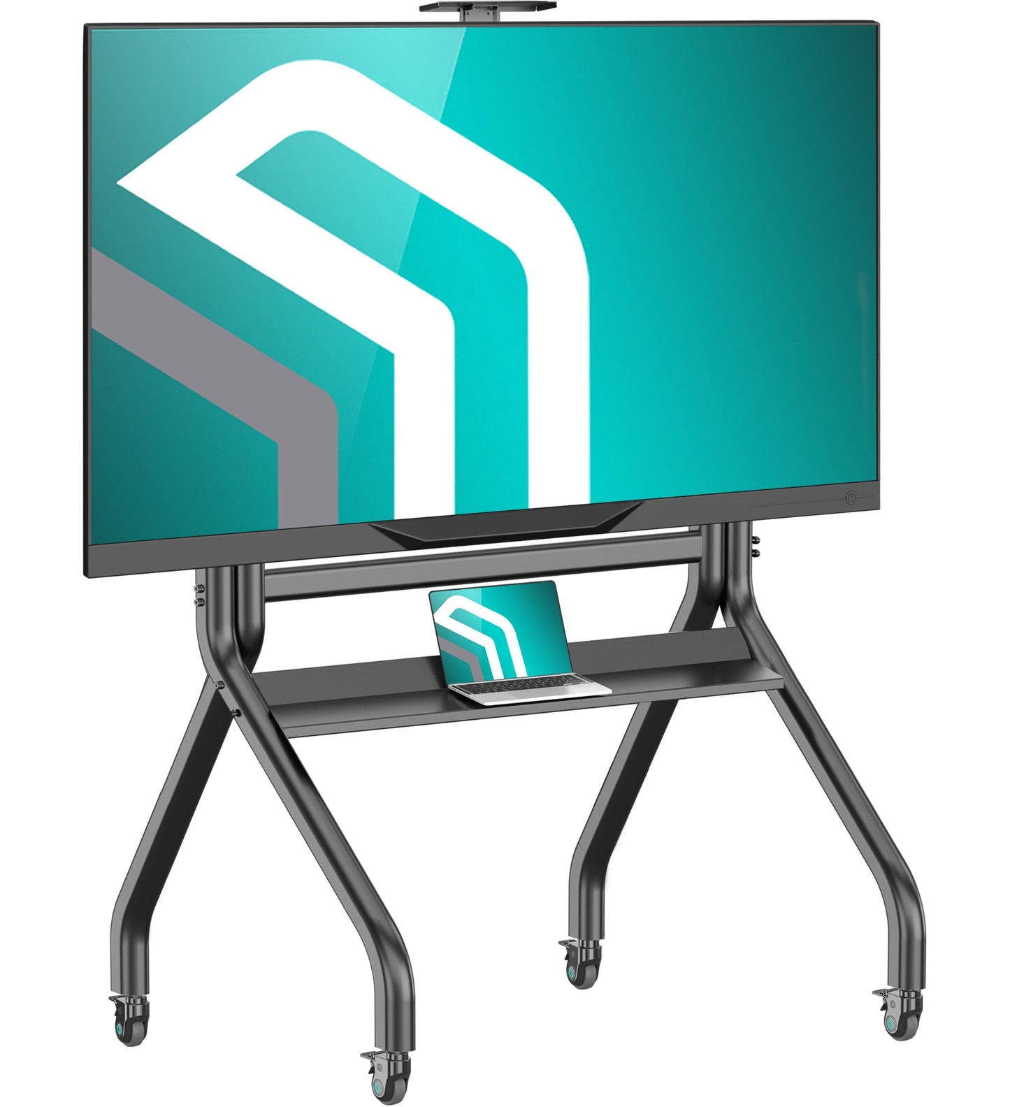 ONKRON Mobile TV Stand on Wheels for 60-120 Inch Screen, max Load 331 lbs, Height Adjustable, Heavy Duty TV Portable Stand, max VESA 1000x600, Large TV Cart Rolling TV Stand with Shelf Black