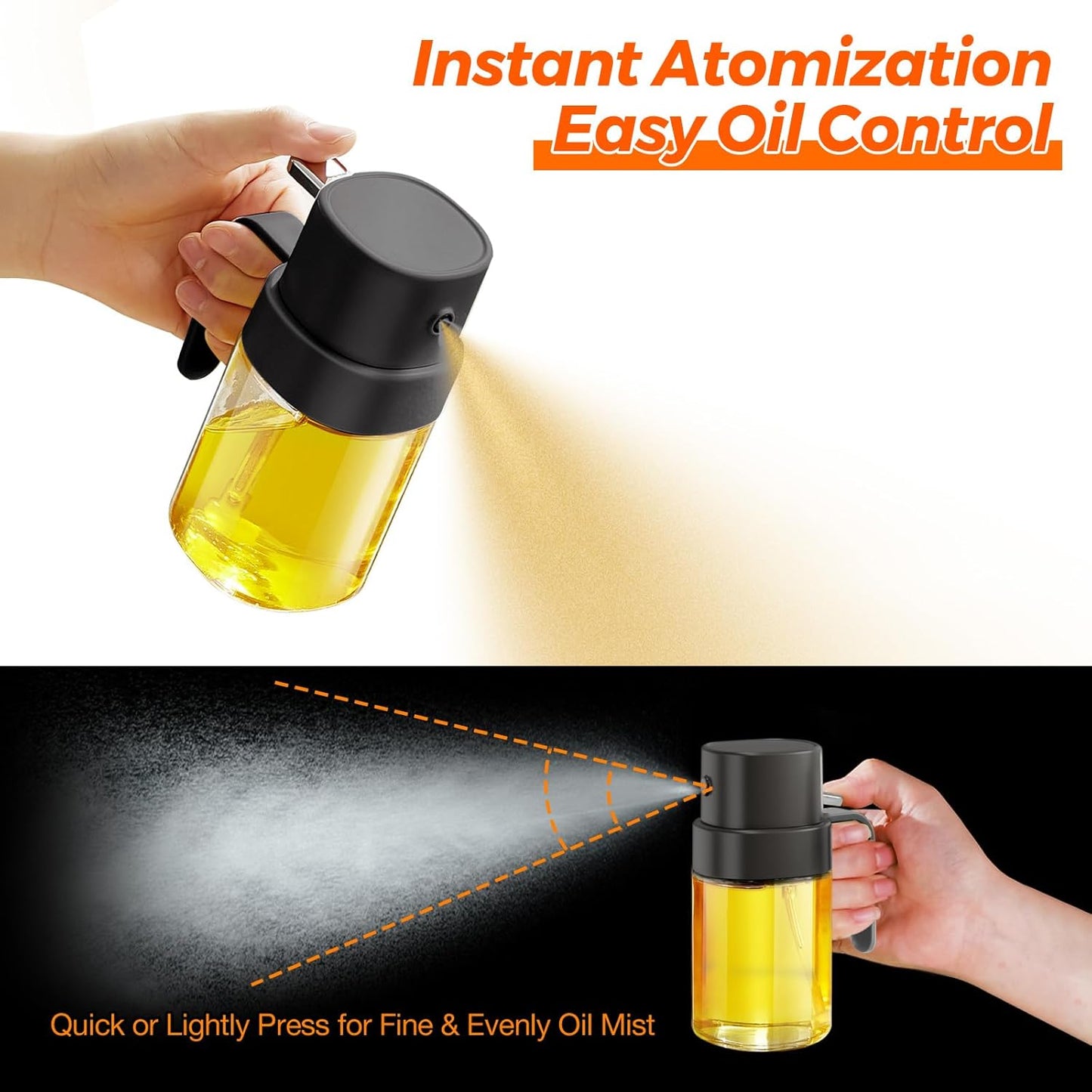 YARRAMATE Mini Oil Sprayer - 6.8 OZ Premium Food-Grade Olive Oil Spray Bottle for Cooking | Portable Kitchen Mister (Black)