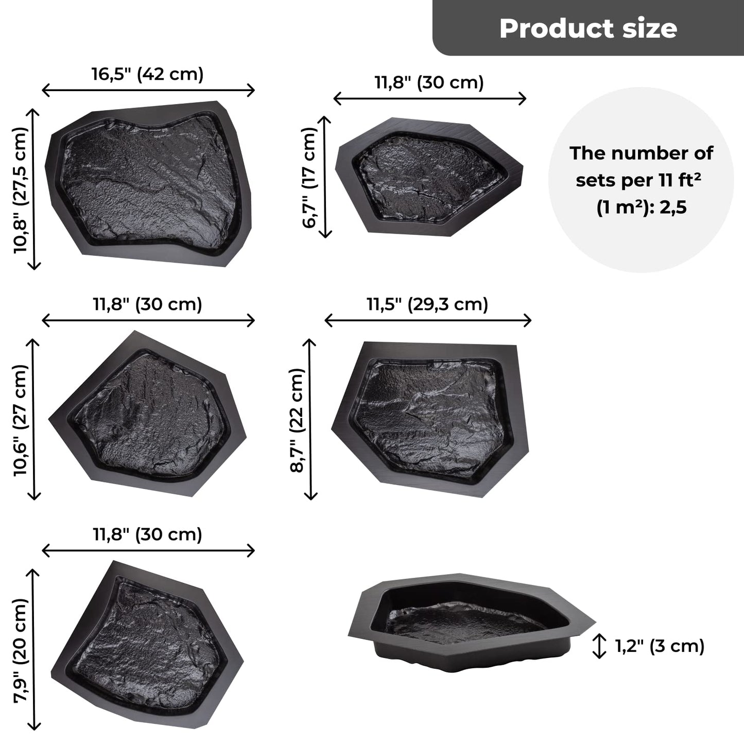 4 pcs Beautiful Plastic Form Big Pathmaker Concrete Molds & 6 pcs Flagstone Molds ABS 2mm Cement Mold - Paving DIY Stepping Stone Mold