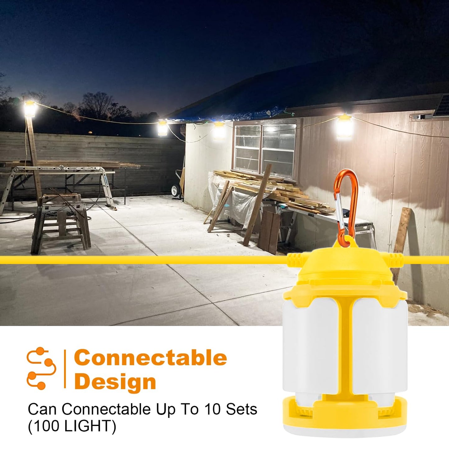 100FT LED Construction String Lights, 300W 30000LM Super Bright LED String Work Lights, Construction Temporary Lights for Construction Sites, Temporary Work, Job site, Indoor and Outdoor Lighting
