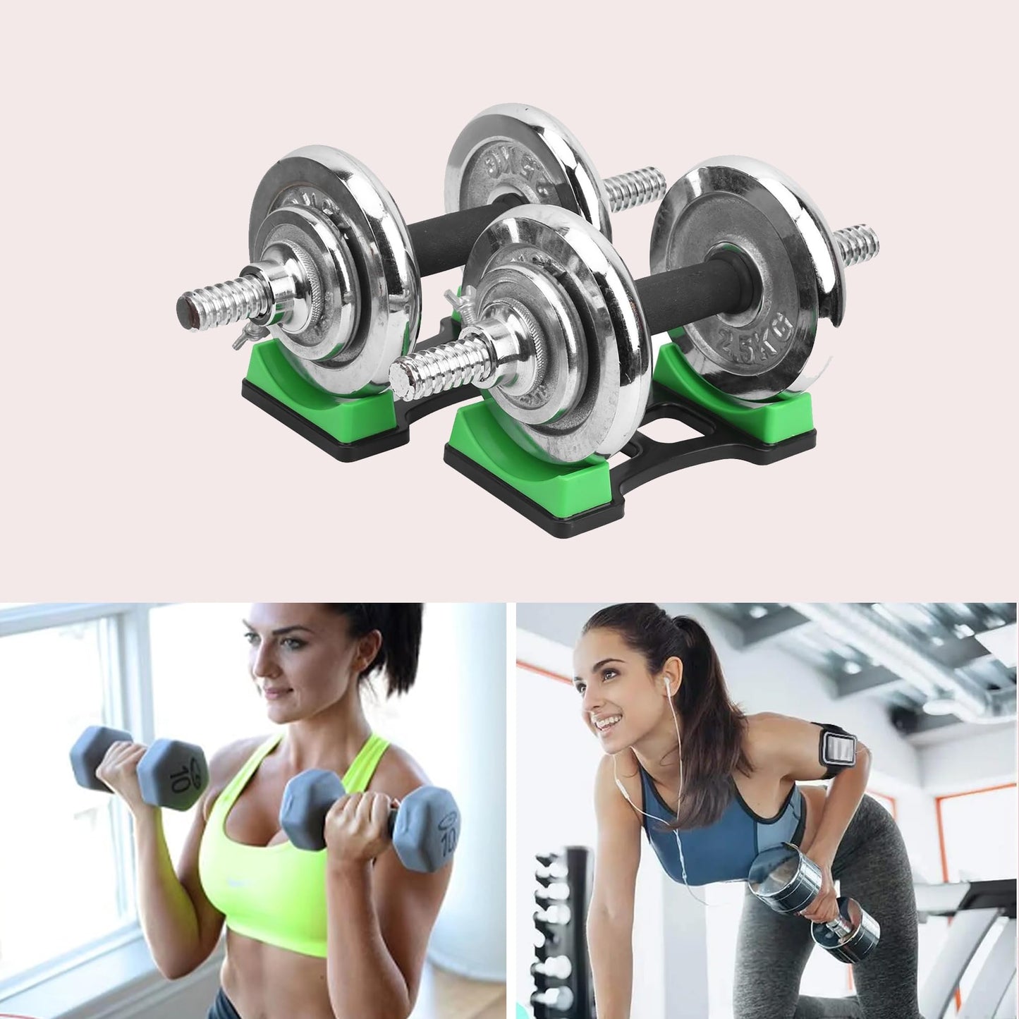 OUKENS Dumbbell Bracket Mat, 1 Pair 7.6x3.9 inches Holds up to 60kg ABS Dumbbell Storage Frame Stand Holder, Prevents Rolling & Scratches, Floor Protection Mat for Home Gym