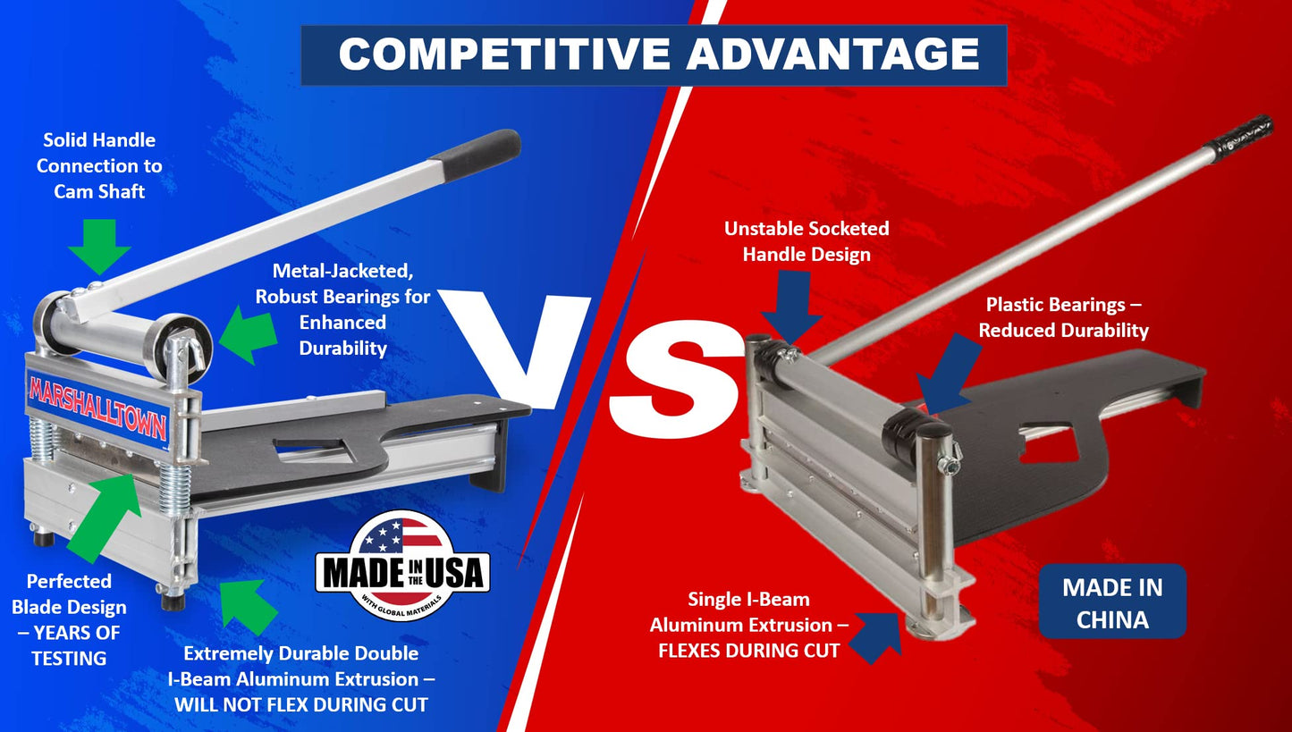 MARSHALLTOWN Ultra-Lite Flooring Cutter 13", Made in the USA, Cuts Vinyl Plank, Laminate, Engineered Hardwood, Siding, and More - Honing Stone Included