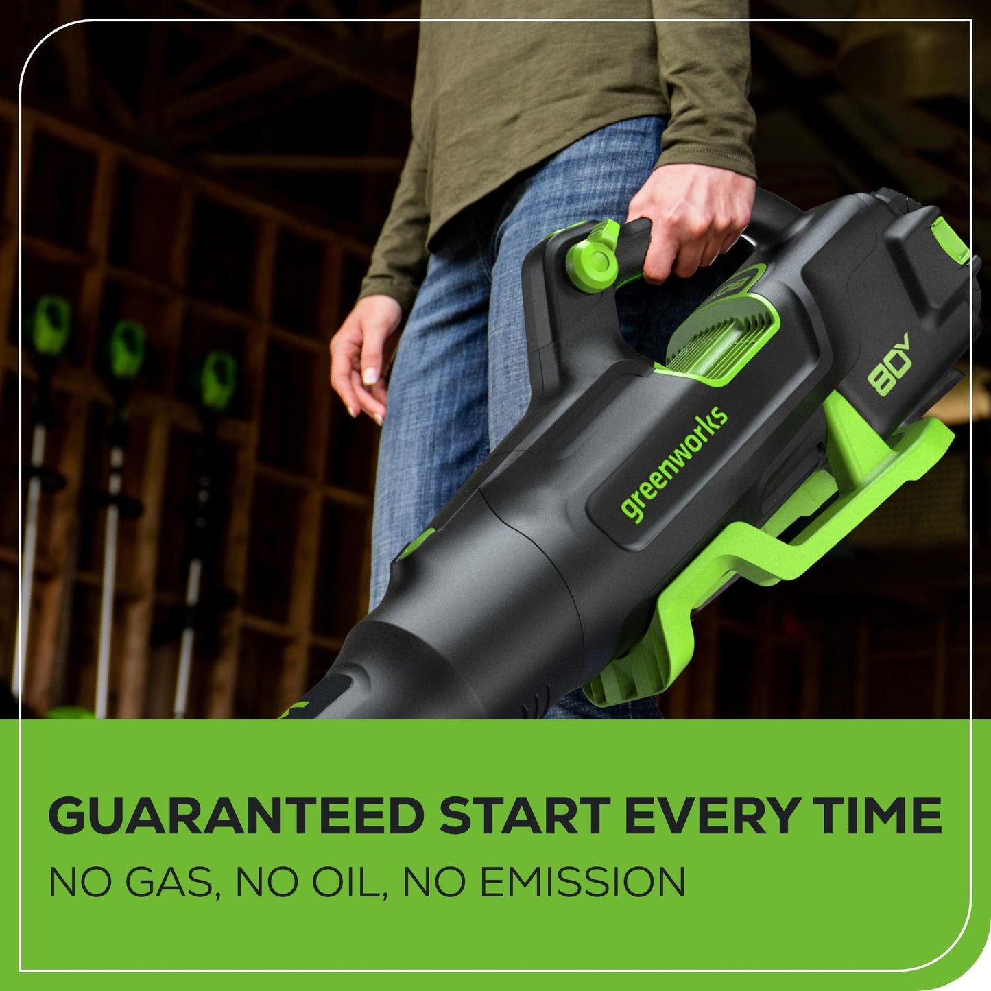 Greenworks 80V (770 CFM / 190 MPH) Brushless Cordless Leaf Blower (Turbo Button, Cruise Control, 28 CC Gas Equivalent), 4.0Ah Battery (320 Wh Max) + Rapid Charger