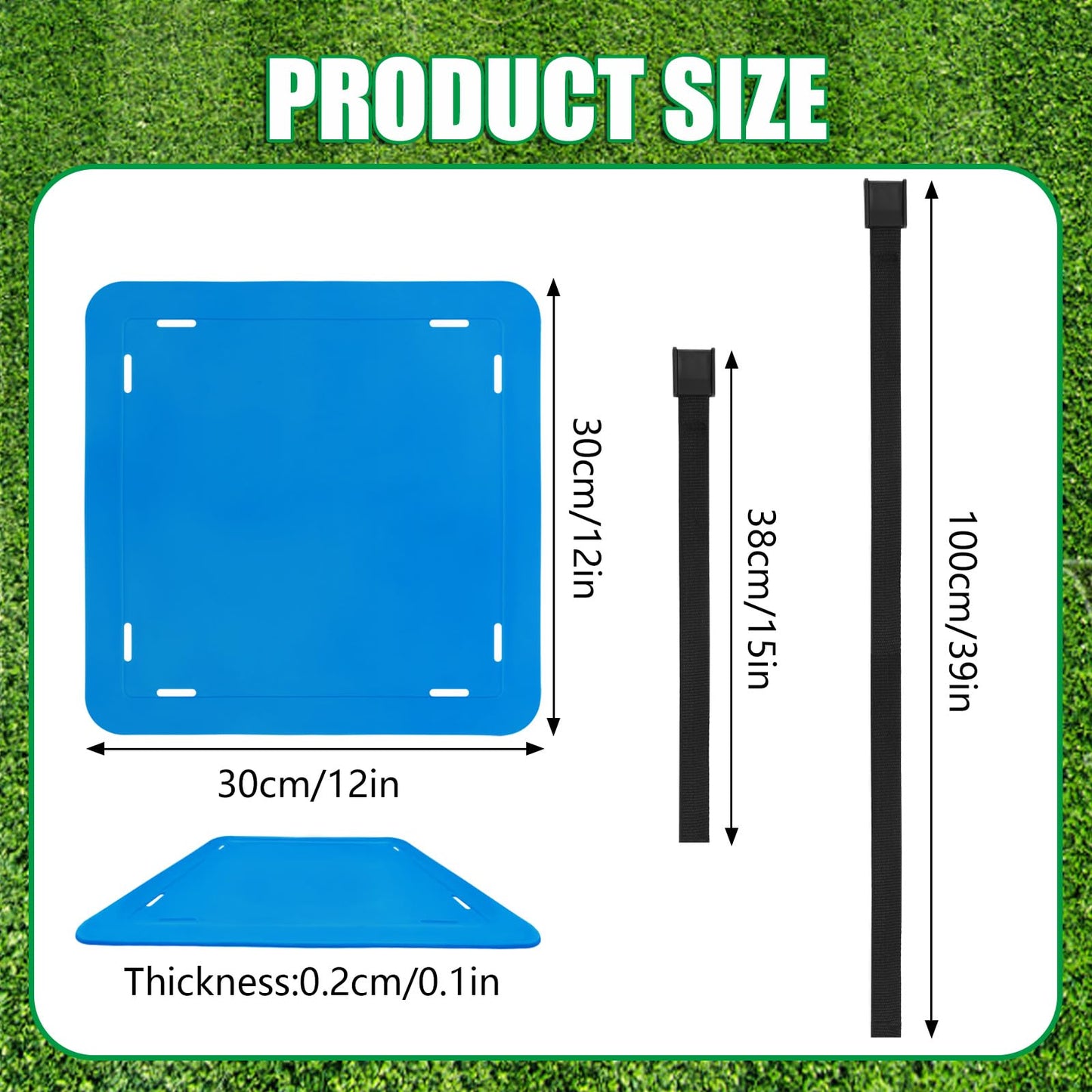 TOBWOLF 4-Piece Soccer Goal Target Set with Adjustable Straps, Square Targets (12" Sides) in Red, Green, Blue, Yellow, TPE Material for Soccer, Lacrosse, Hockey, Baseball Training
