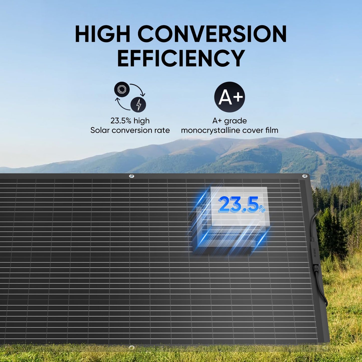 200W Flexible Solar Panel 12V Monocrystalline,23.5% High Efficiency Fiberglass Lightweight Bendable Solar Module for RV Marine Boat Camper Van Cabin Off-Grid Uneven Surfaces