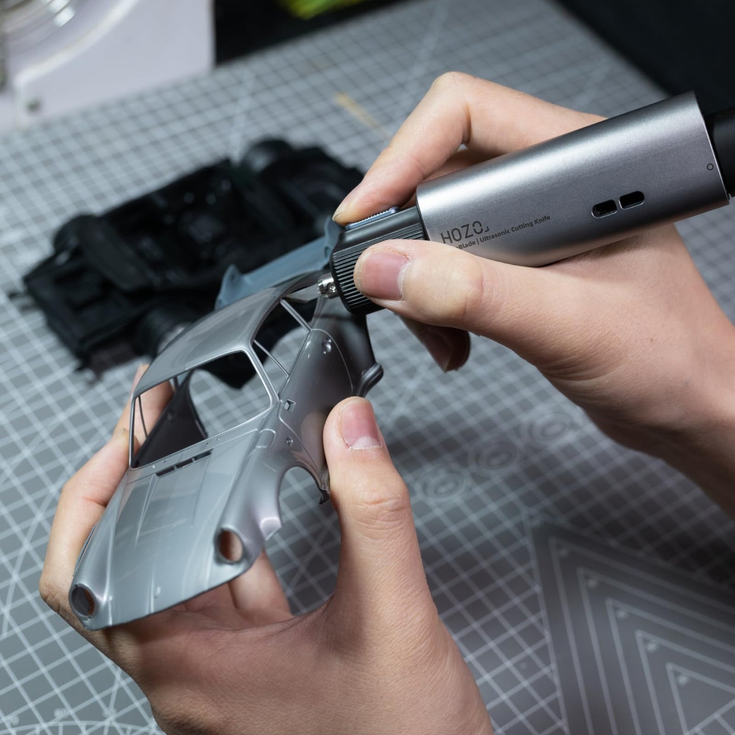 HOZO NeoBlade Wireless Ultrasonic Cutter – 40kHz Vibration & 40W Auto Power Adjustment, Replaceable Battery, Turbo Cooling, 2 Cutting Modes – For 3D Printing, Woodworking, Prototyping,Model Mods & DIY