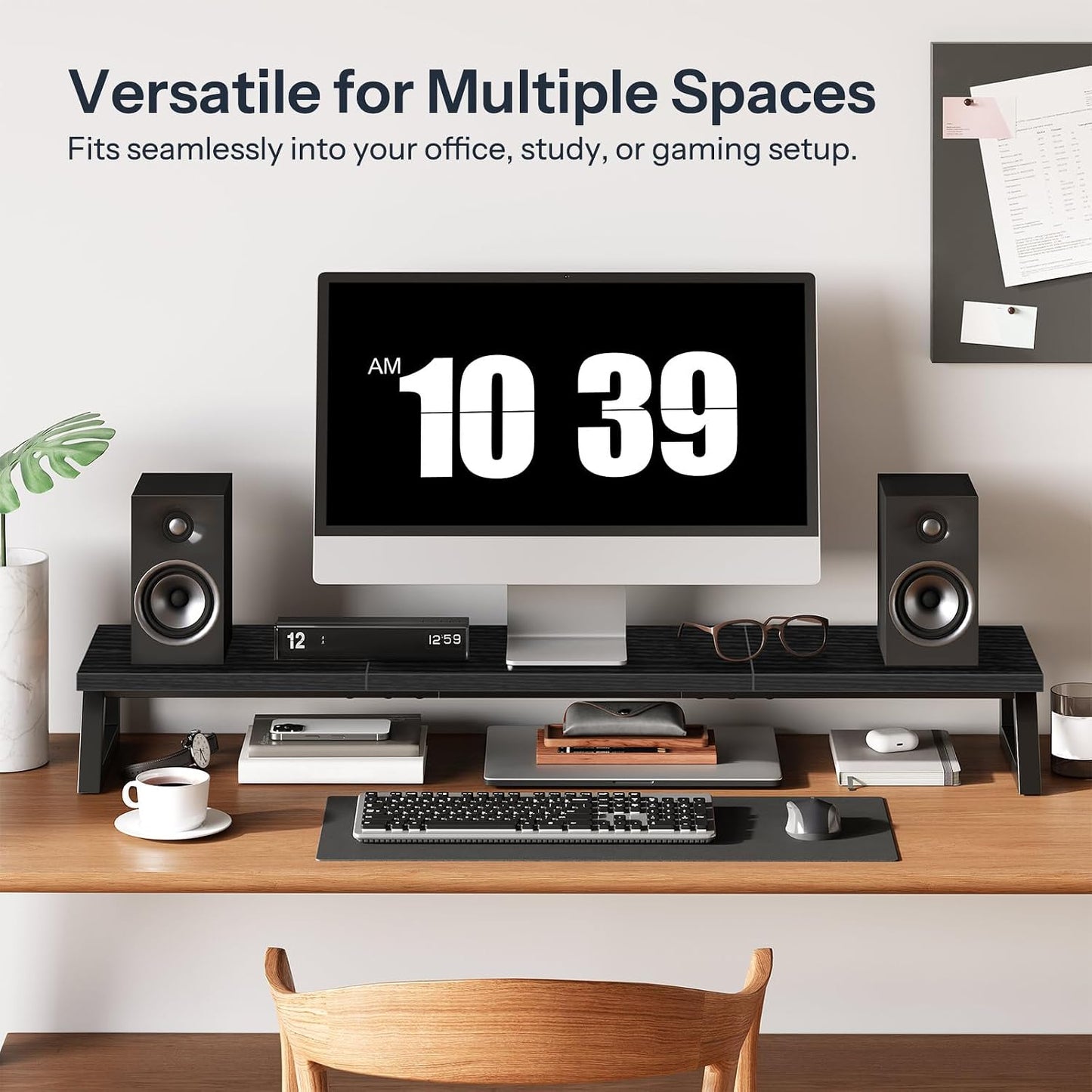 39 Inch 2 BB121CJ01 HOOBRO Dual Monitor Stand Riser, Large Computer Monitor Stand for Monitors, Computer Monitor Riser