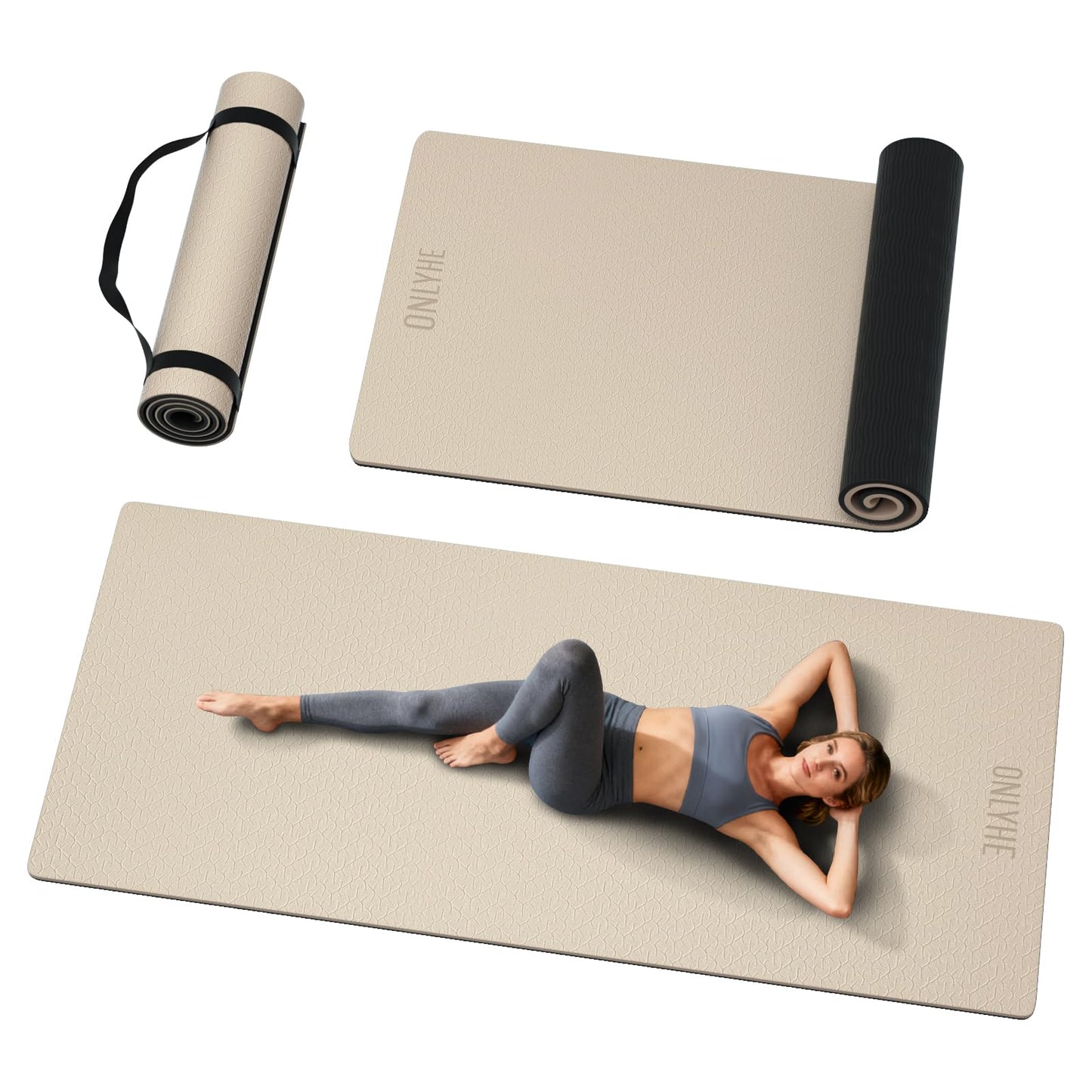 Extra Long & Wide Yoga Mat for Tall Men & Women,76''x32.6''x7mm - High Density TPE Non-Slip Both Sides, Lightweight 1.1kg with Superior Cushioning for gymnastics, Pilates, Home, Workout