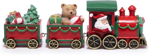 Hodao Christmas Train Decorations - Hand-Painted Santa Claus Gift Train with Teddy Bear & Tree | Festive Home Décor
