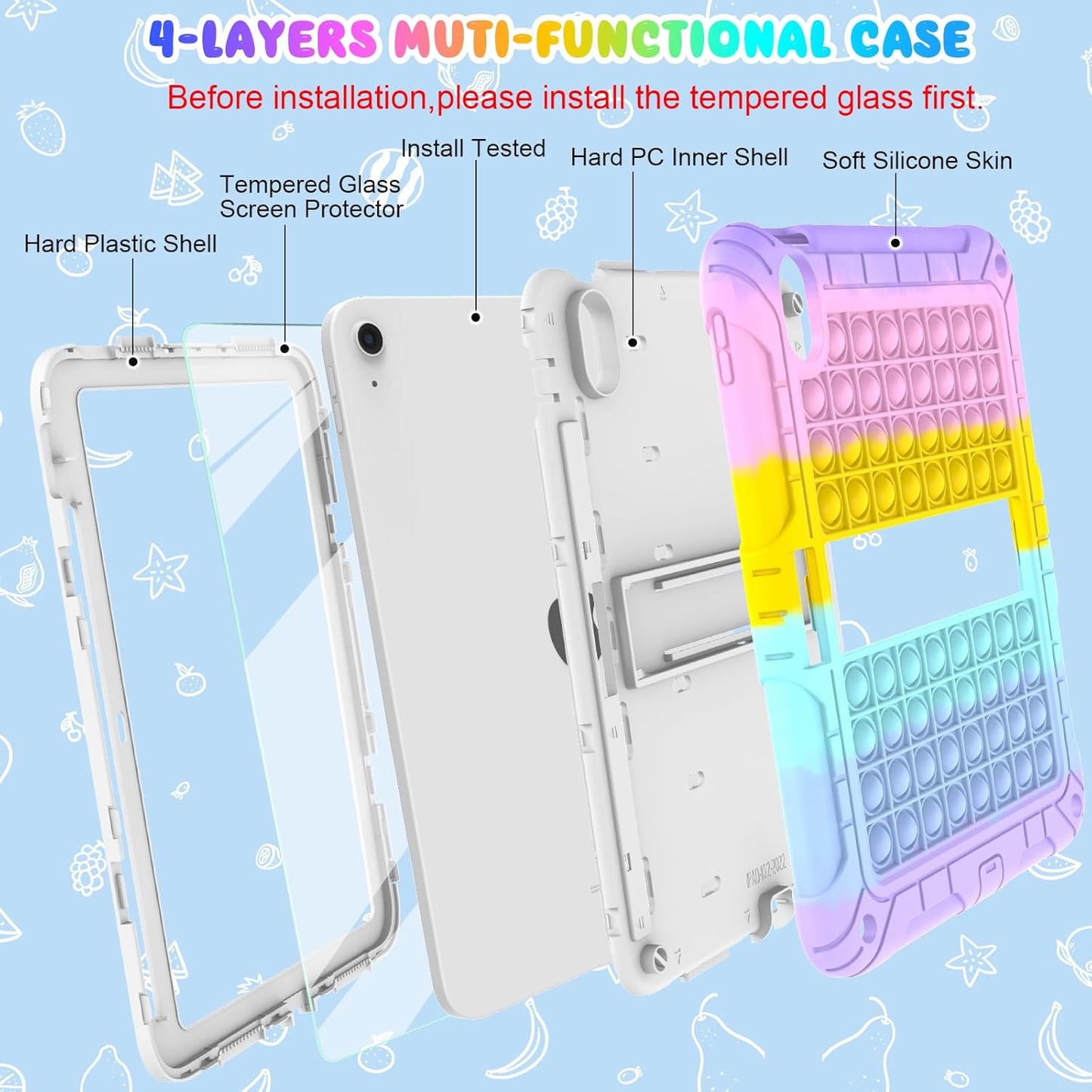 TSQQST (A16) 11th/10th Case for iPad Generation for Autism with Glass Screen Protector | Cute Boys Girls Kids Case