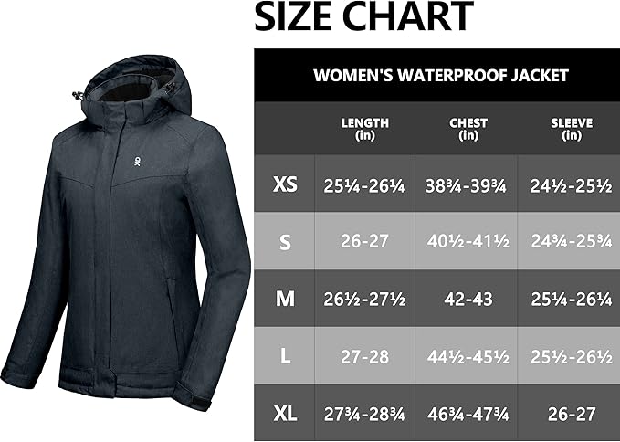 Little Donkey Andy Women's Waterproof Hiking Skiing Jacket with Removable Hood, Fleece Lined Winter Warm Rain Coat