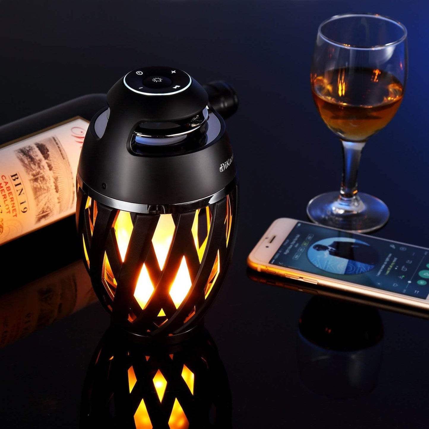 DiKaou BT4.2 Led Flame Table lamp, Torch Atmosphere Bluetooth Speakers&Outdoor Portable Stereo Speaker with HD Audio