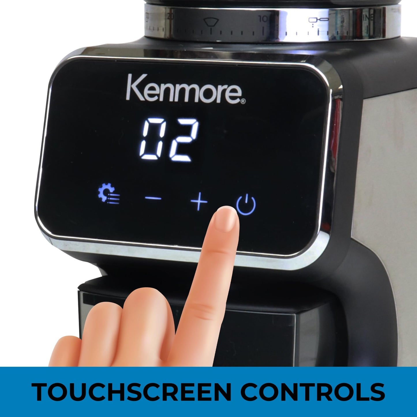 Kenmore Conical Burr Coffee Grinder - Electric Maquina de Moler Café for Espresso, French Press, Drip, Adjustable Grind Size, Bean Mill, Digital Control, Spice Grinding, Home Use